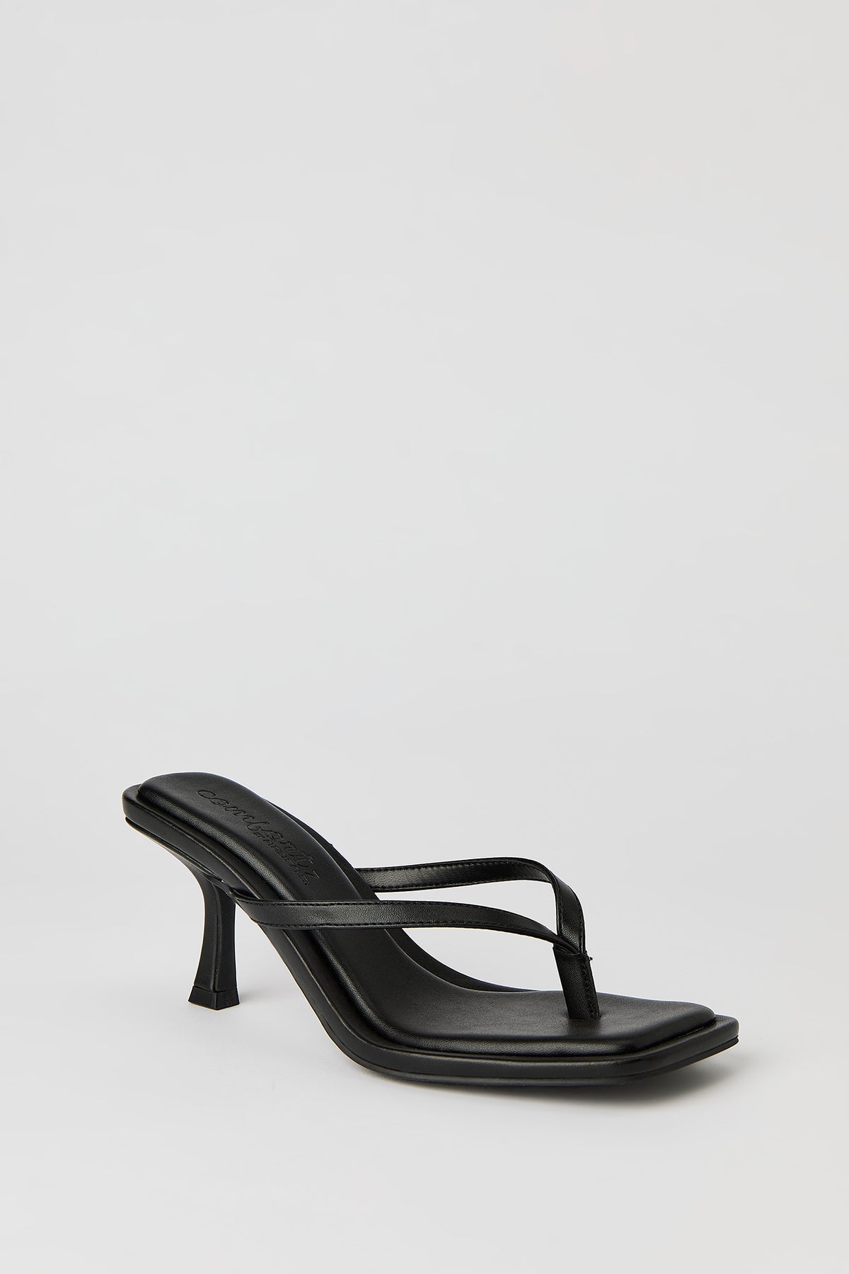 Alt View 2. Square Toe Kitten Heeled Thong Sandal - Black