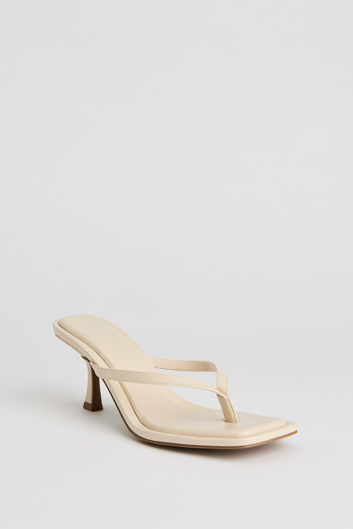 Alt View 2. Square Toe Kitten Heeled Thong Sandal - Cream