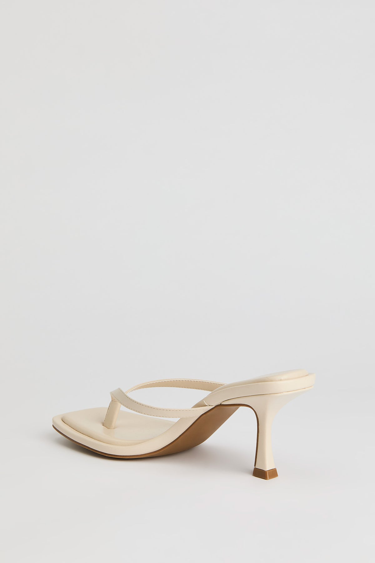 Alt View 4. Square Toe Kitten Heeled Thong Sandal - Cream