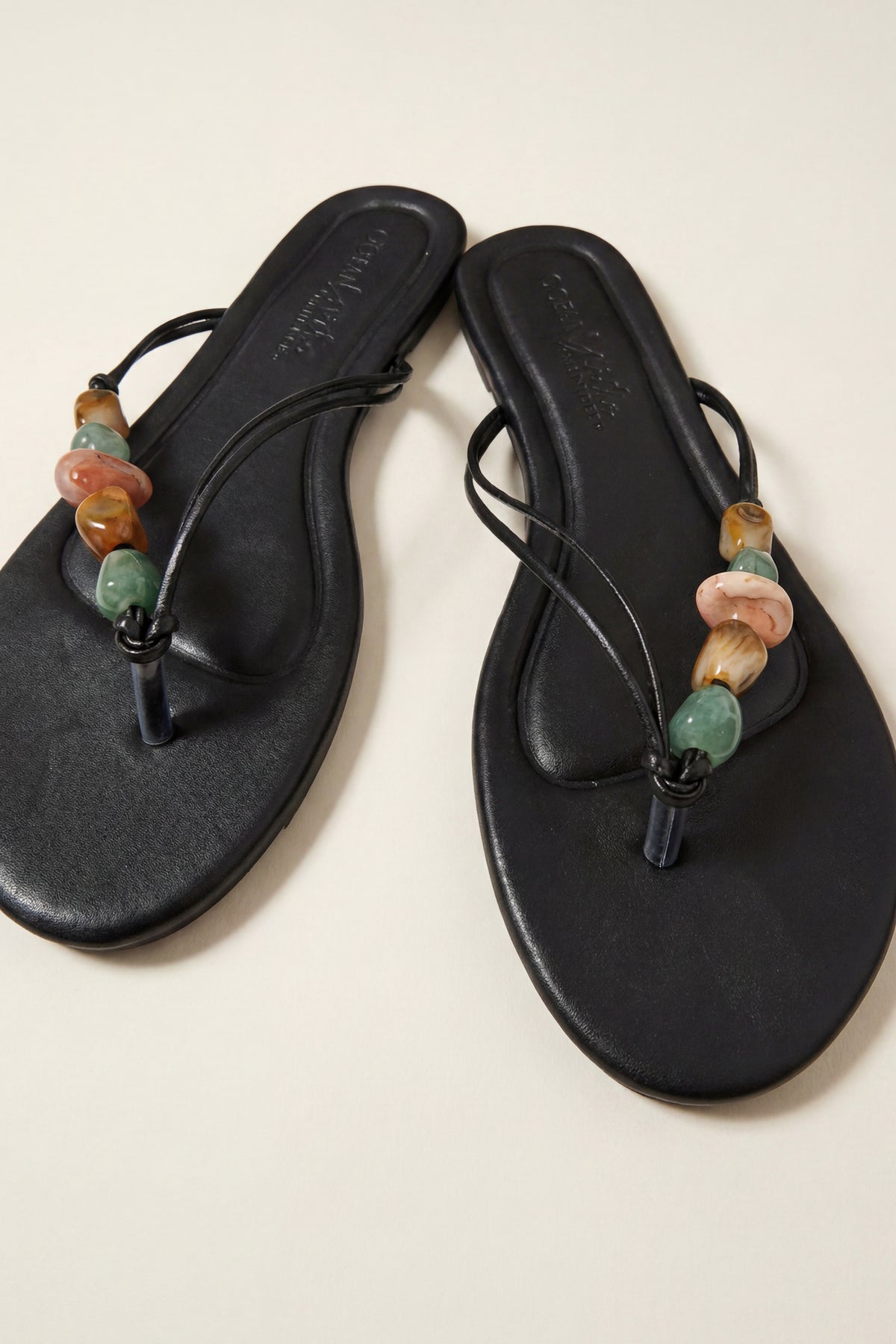 Alt View 2. Beaded Thong Flip Flops - Black