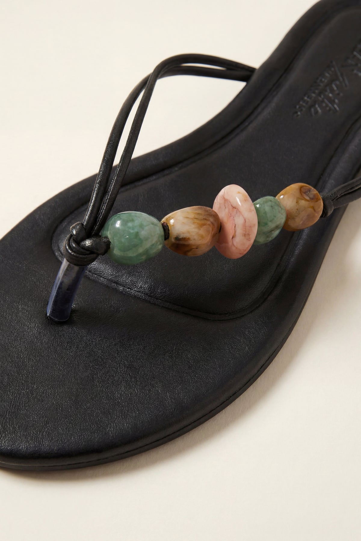 Alt View 3. Beaded Thong Flip Flops - Black
