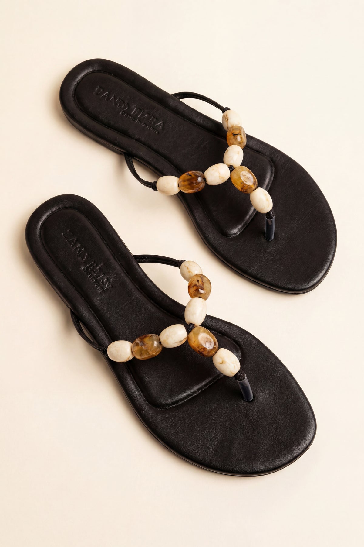 Alt View 2. Beaded Thong Sandals - Black