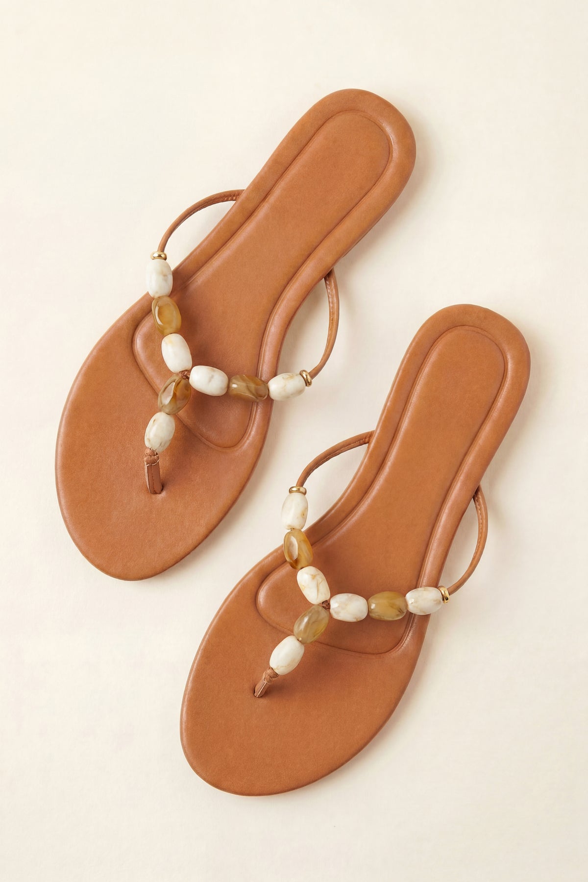 Alt View 2. Beaded Thong Sandals - Tan