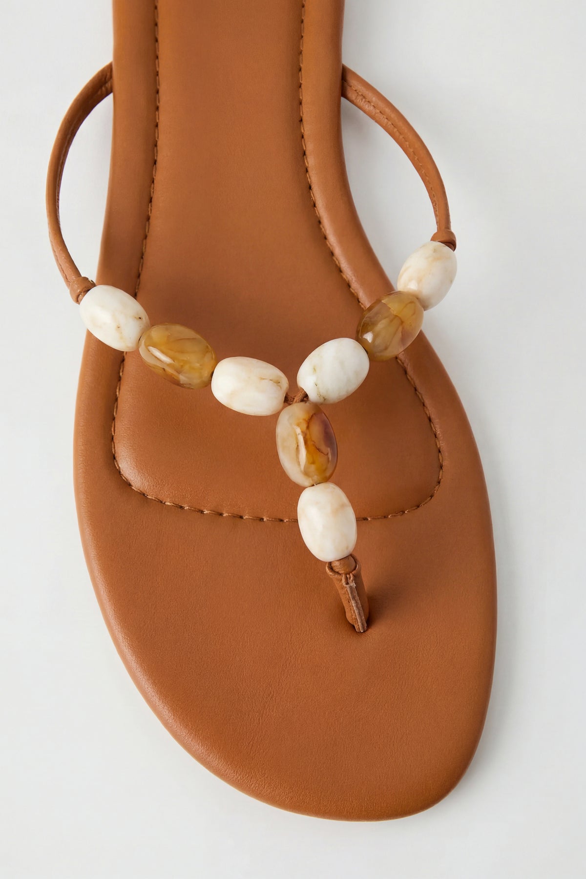 Alt View 3. Beaded Thong Sandals - Tan