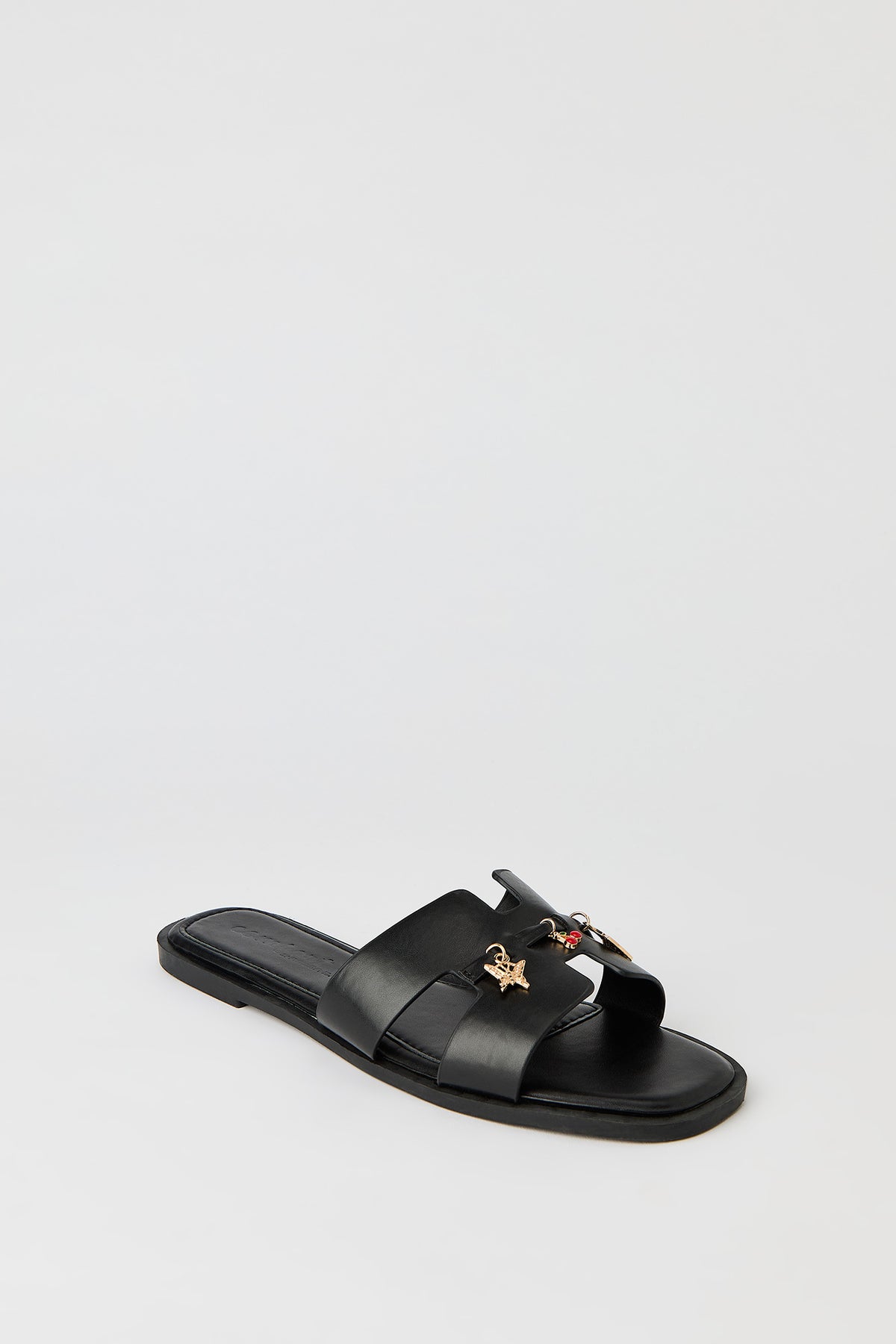 Alt View 2. H Band Sandal with Charms - Black