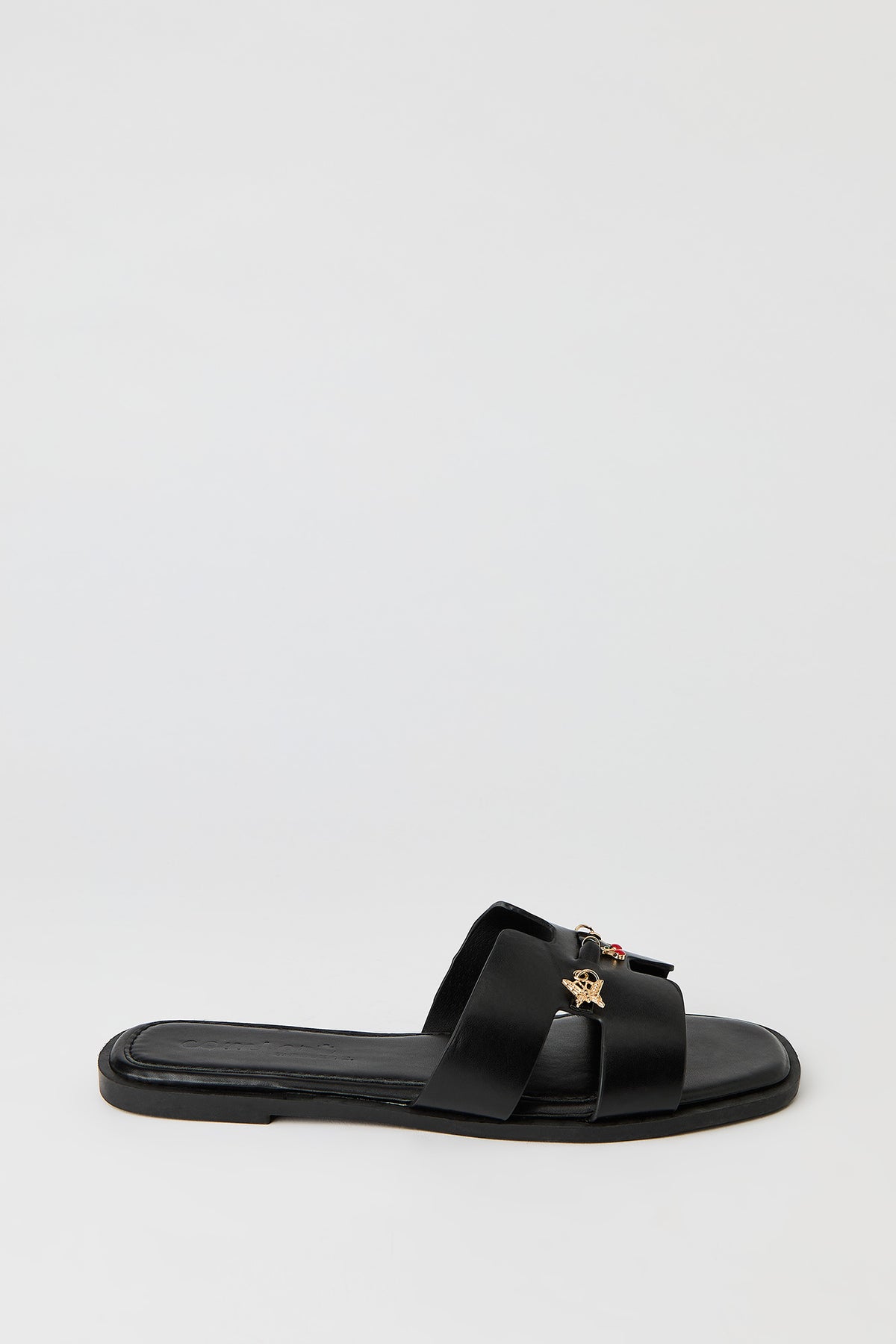 H Band Sandal with Charms - Black