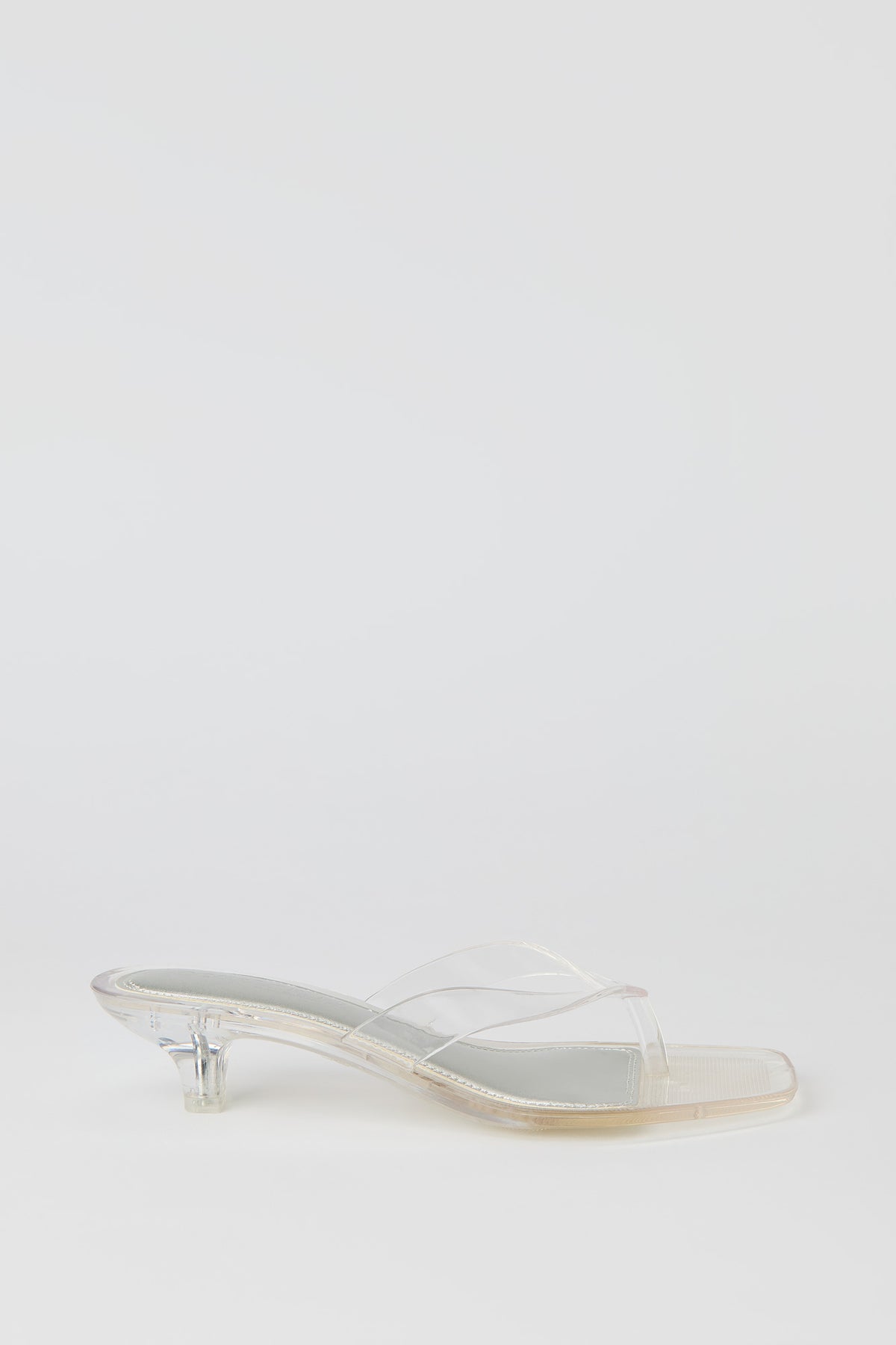 Translucent Thong Kitten Heel - Clear