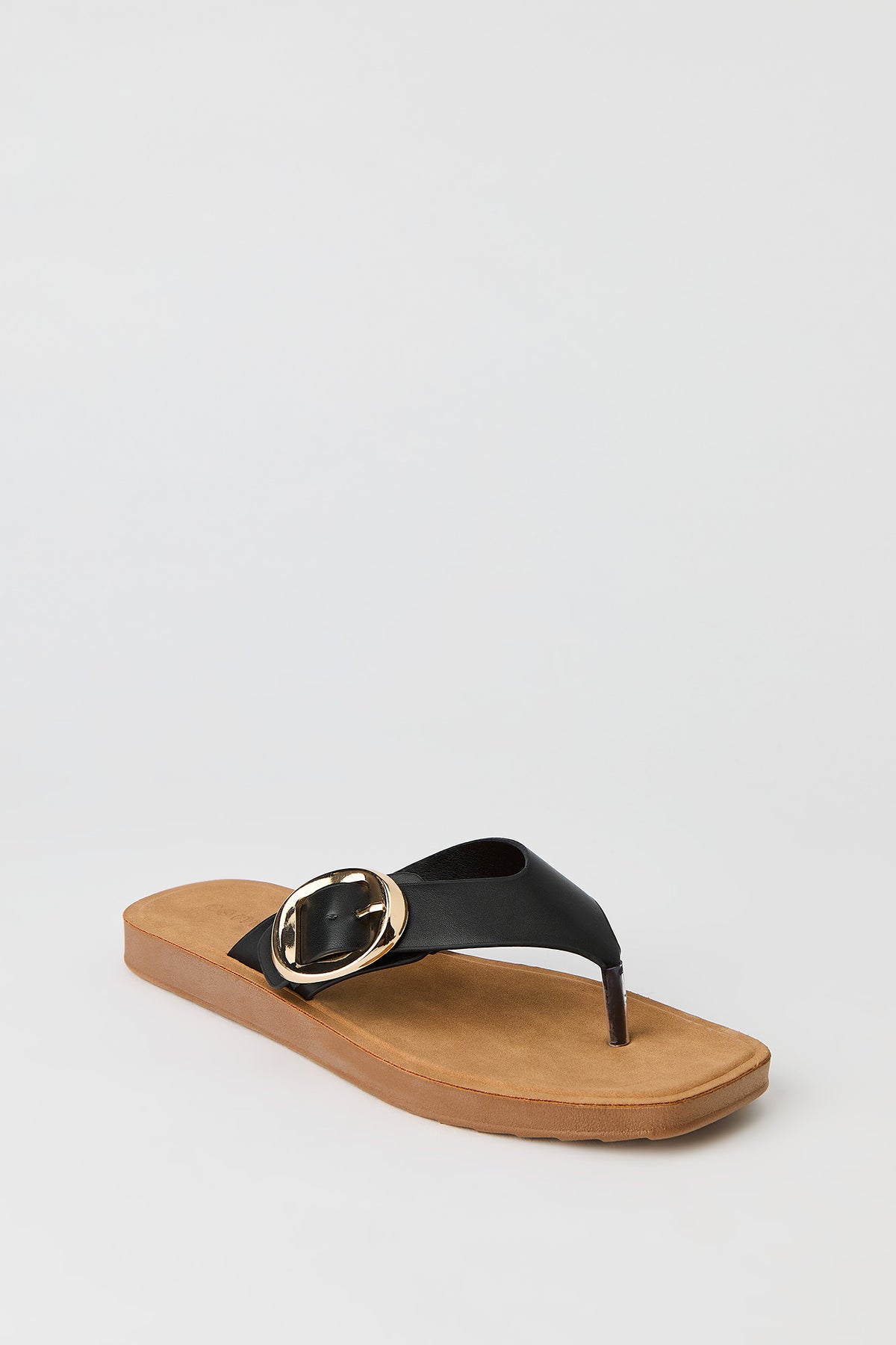 Alt View 2. Thong Strap Buckle Sandal - Black