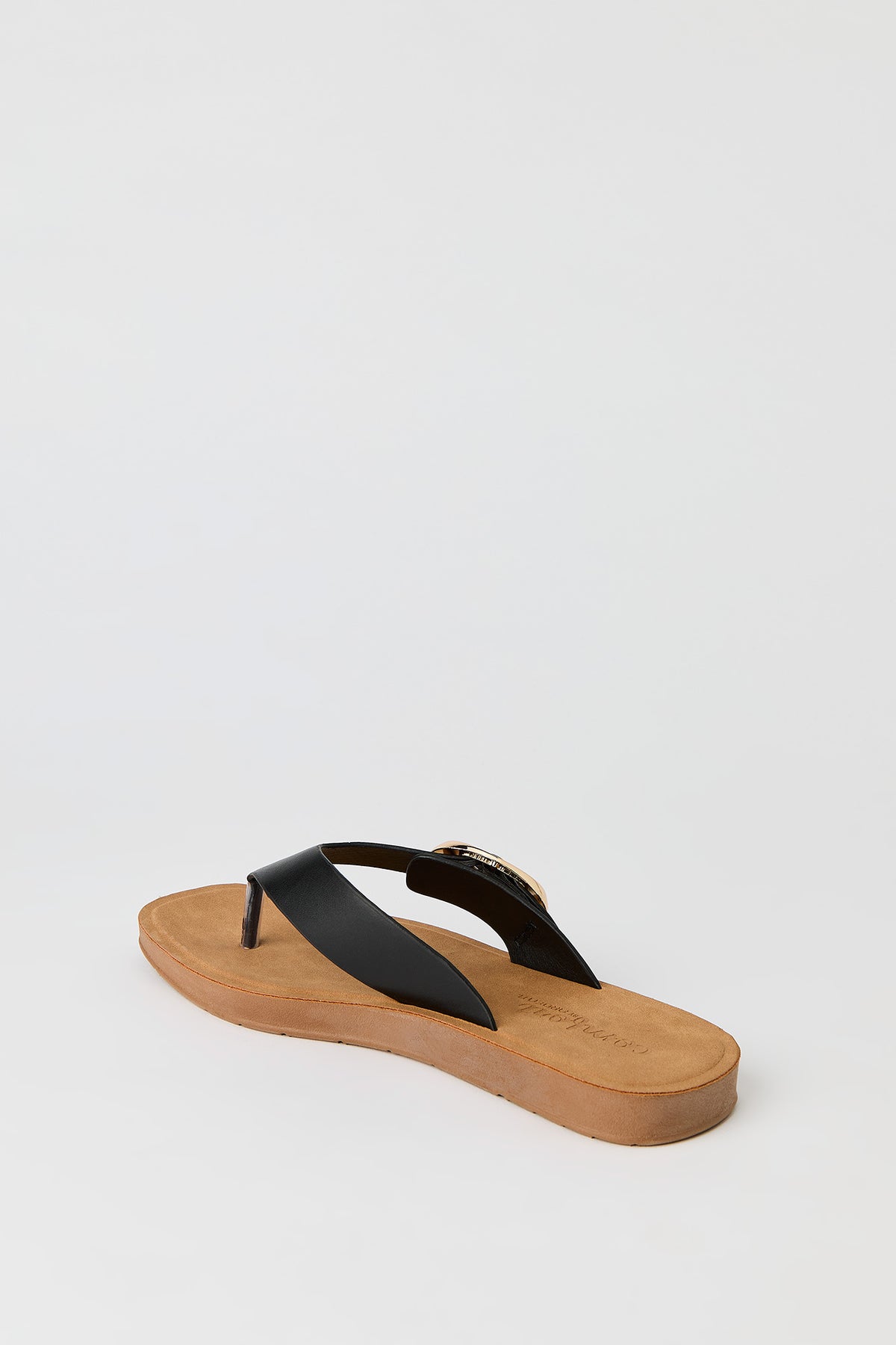 Alt View 3. Thong Strap Buckle Sandal - Black