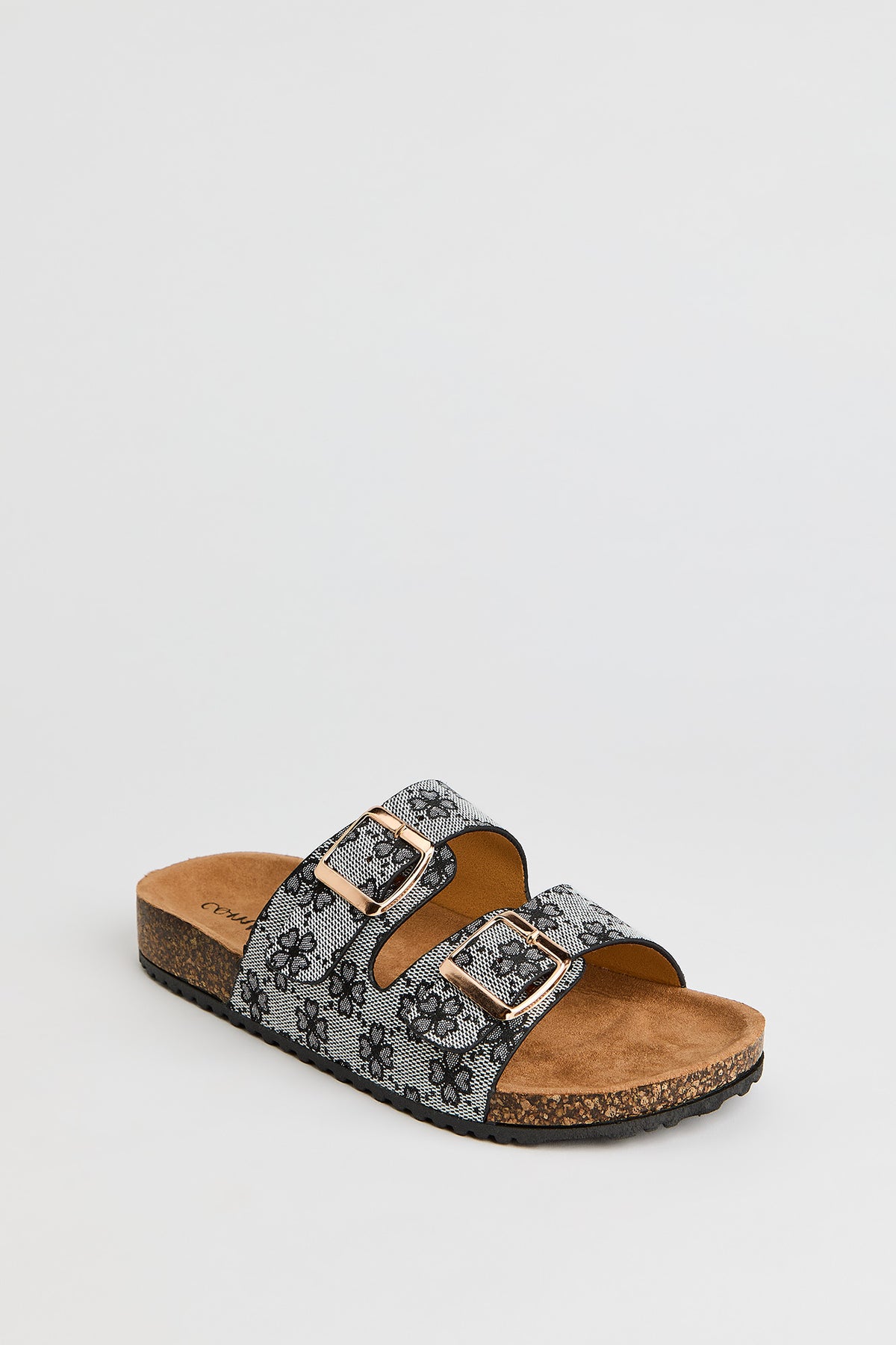 Alt View 2. Buckle Cork Slide Sandal - Black