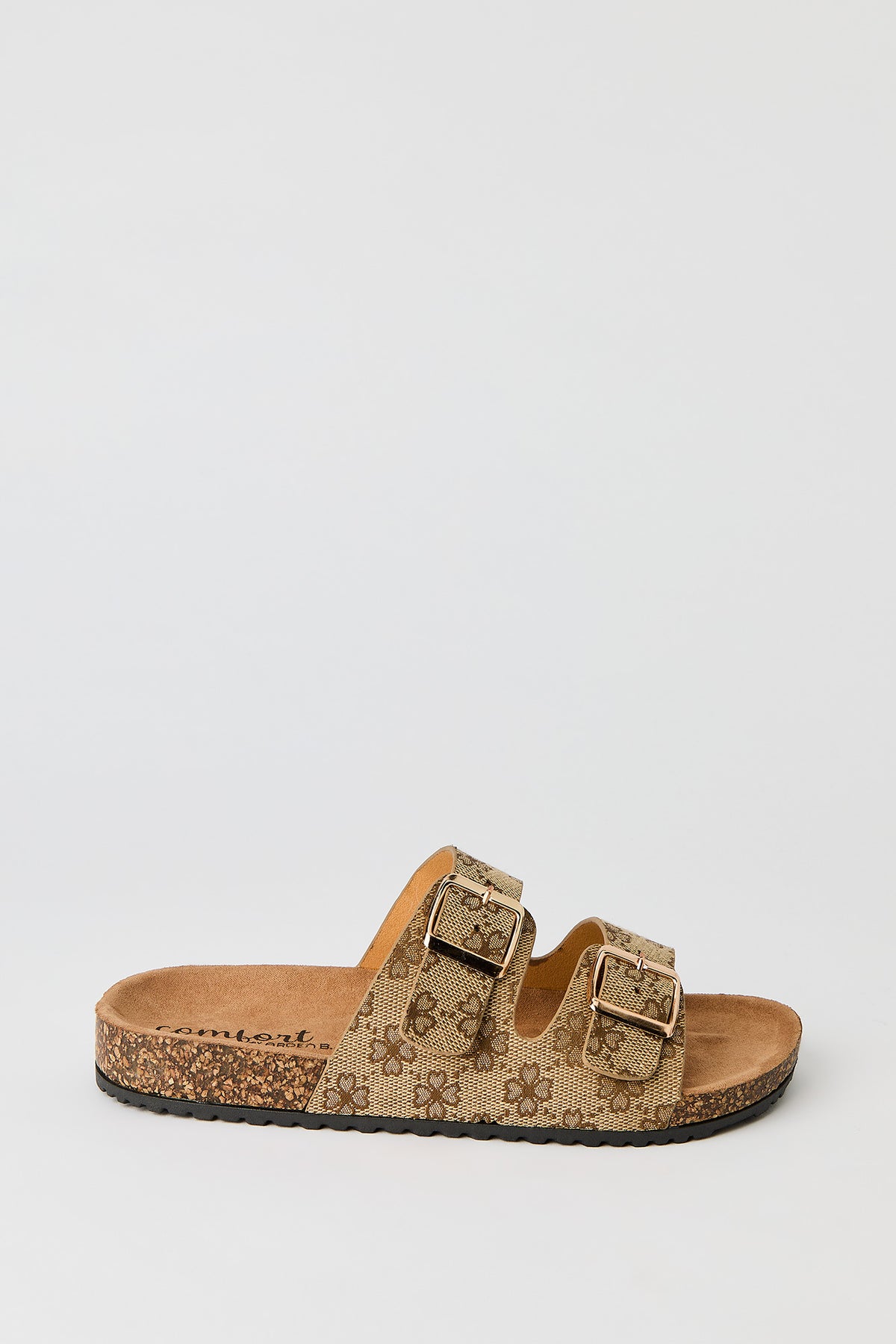 Buckle Cork Slide Sandal - Brown