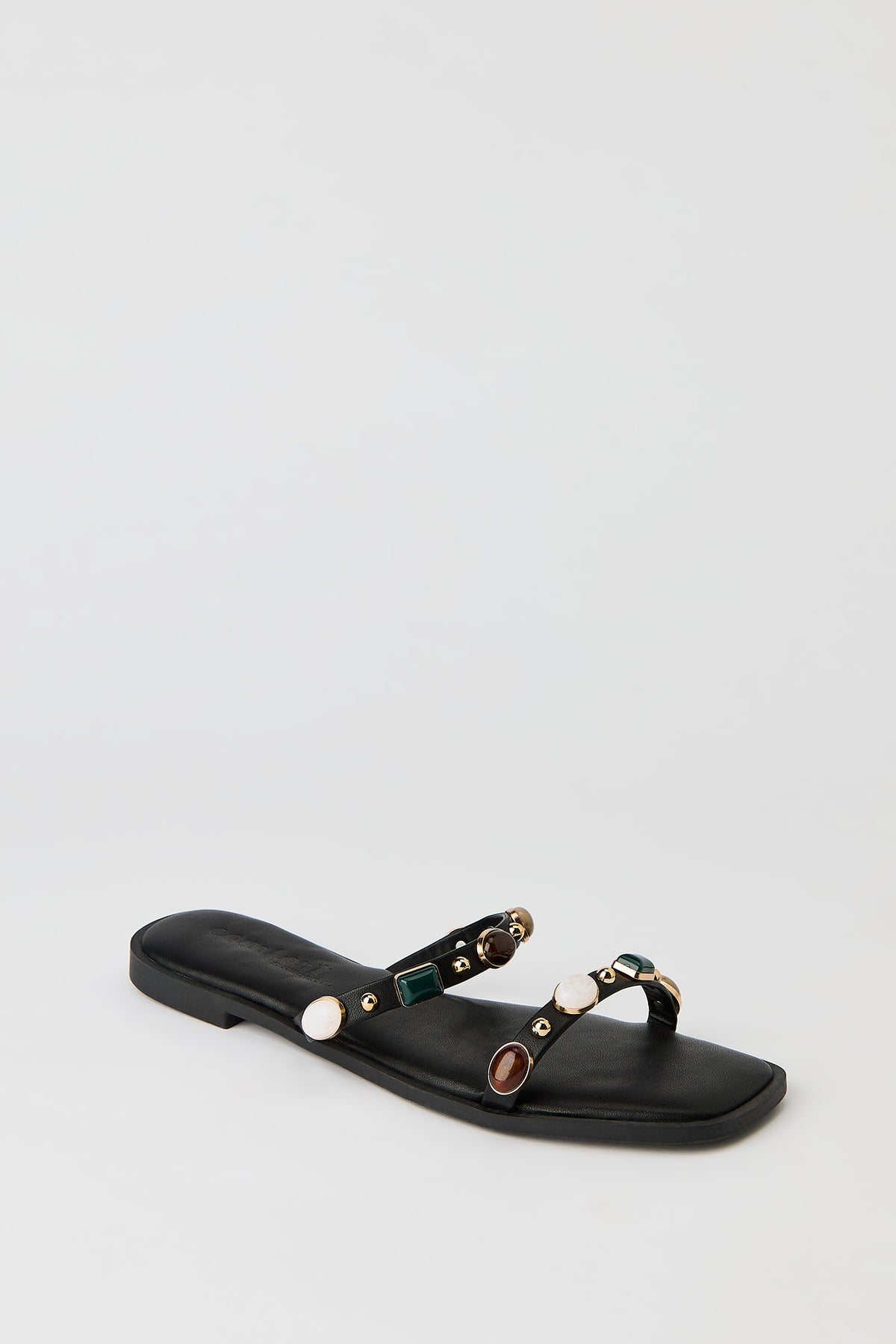 Alt View 2. Band Sandal with Gems - Black