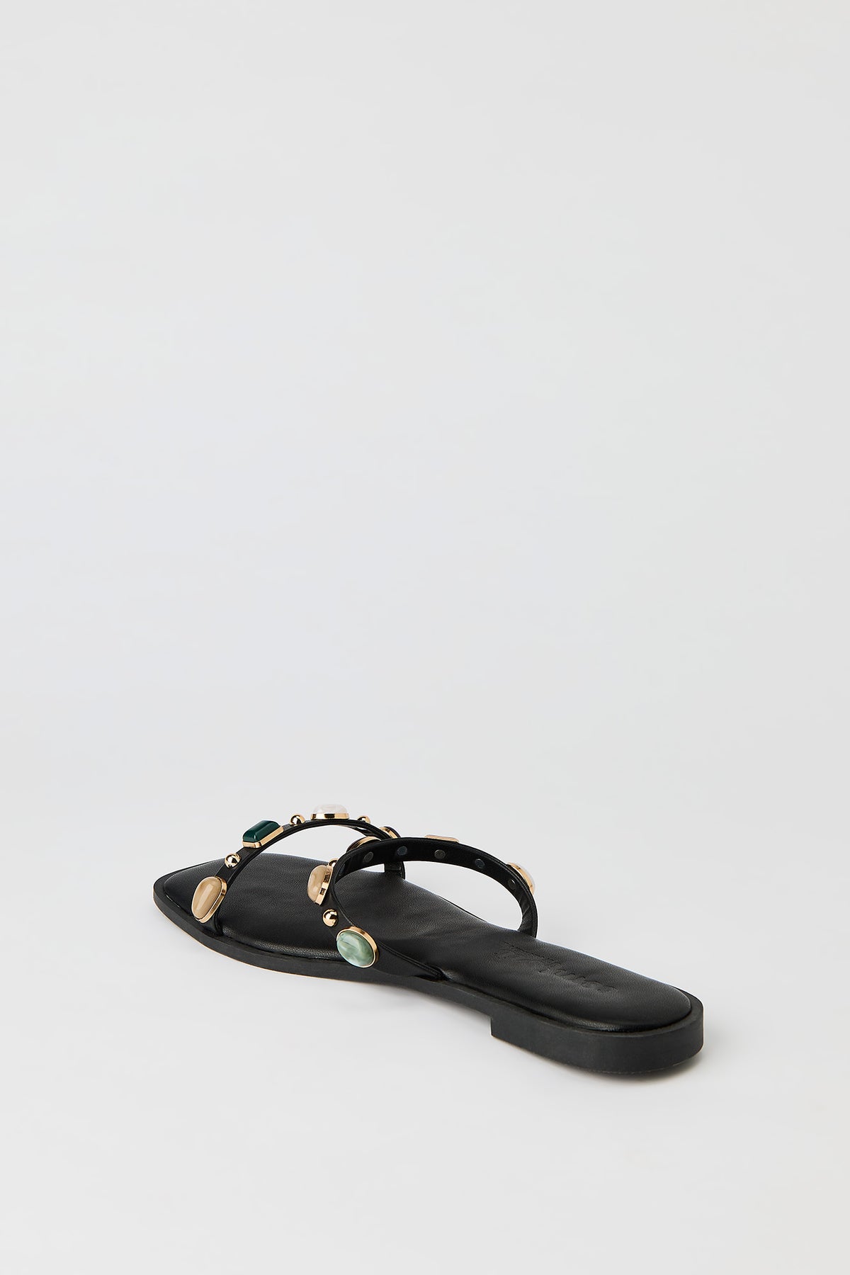 Alt View 3. Band Sandal with Gems - Black