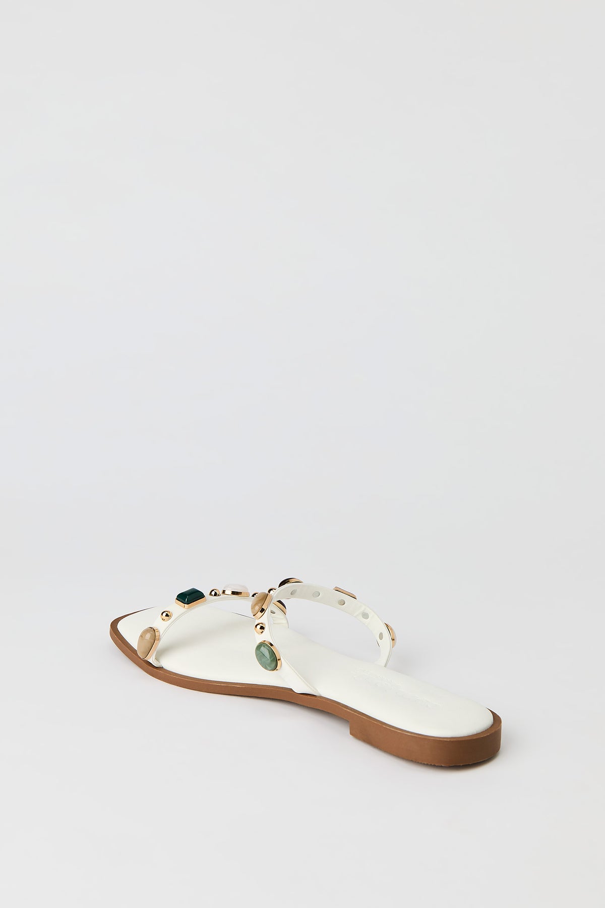 Alt View 3. Band Sandal with Gems - White