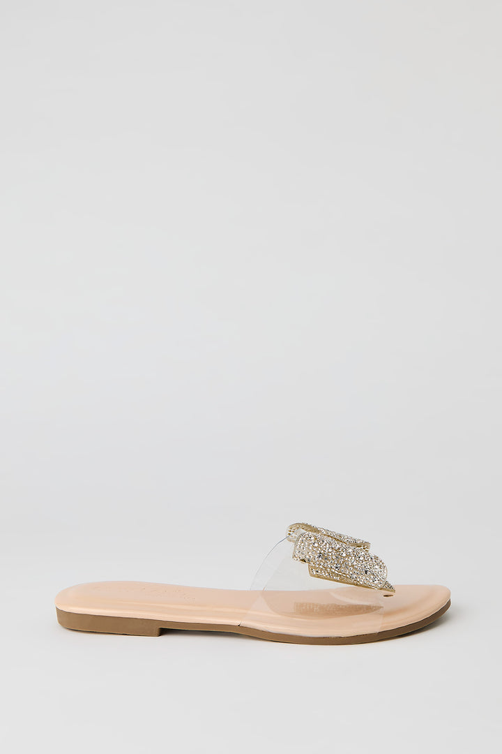 Rhinestone Bow Translucent Sandal