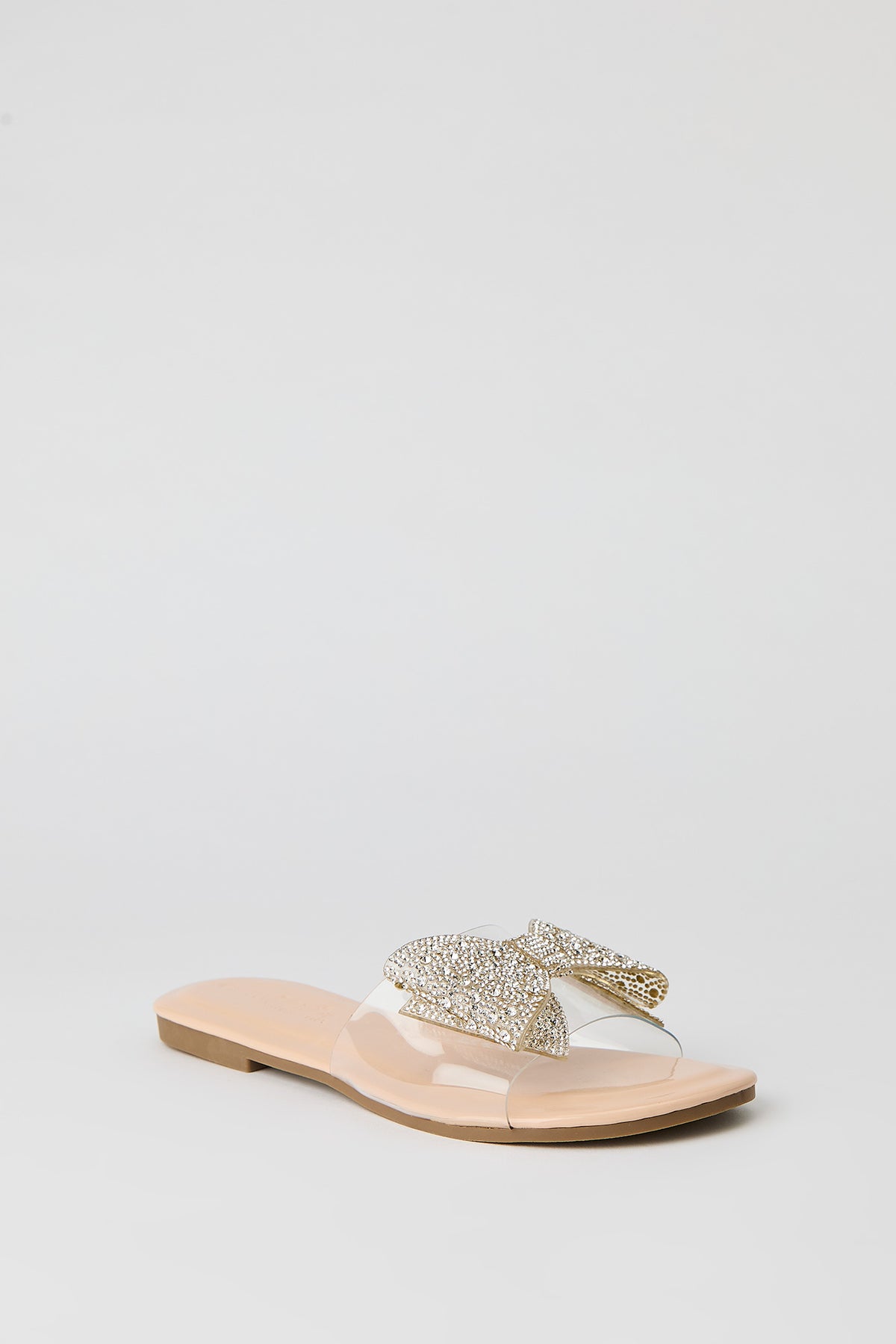 Alt View 2. Rhinestone Bow Translucent Sandal - Natural