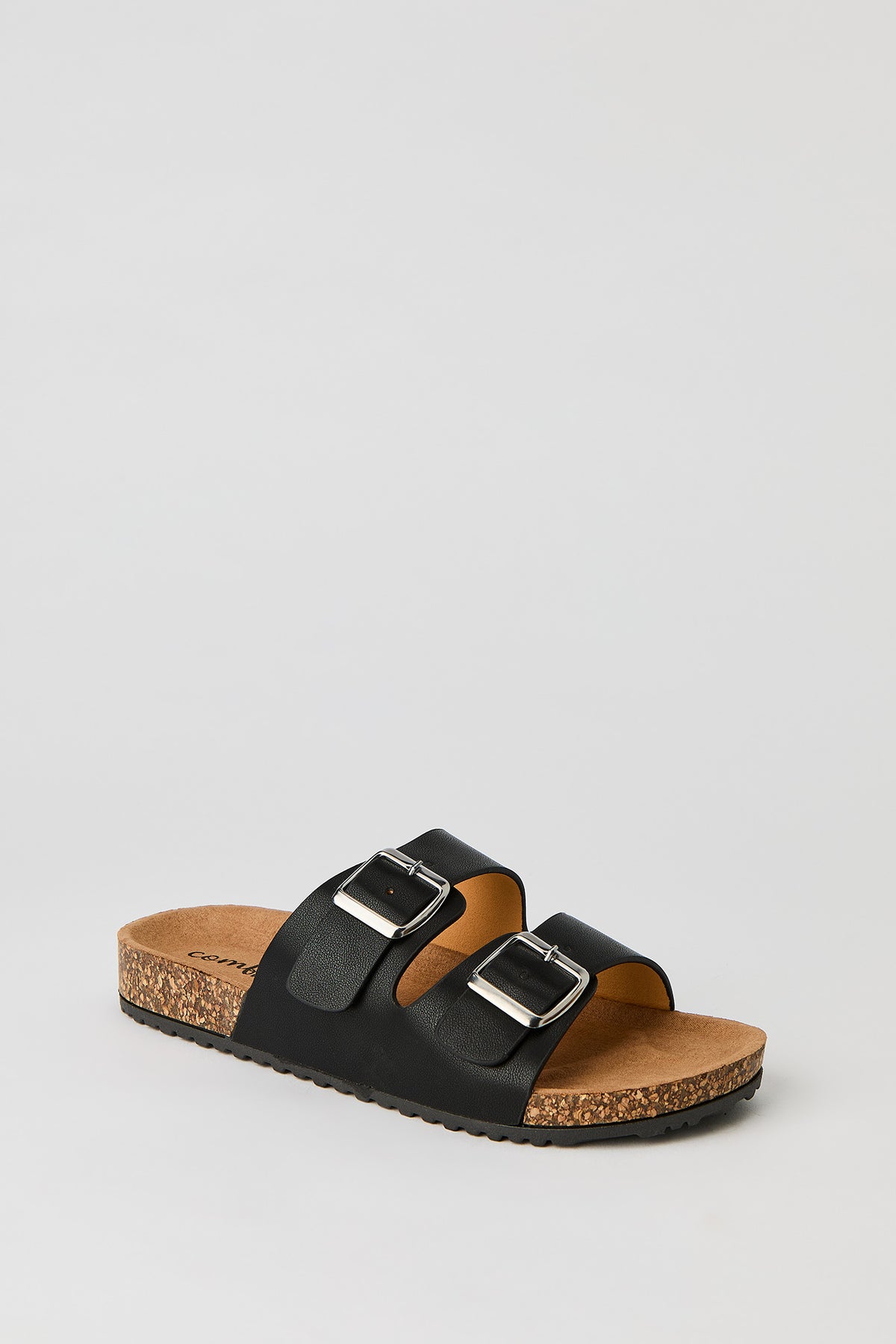 Alt View 2. Double Buckle Cork Sandal - Black