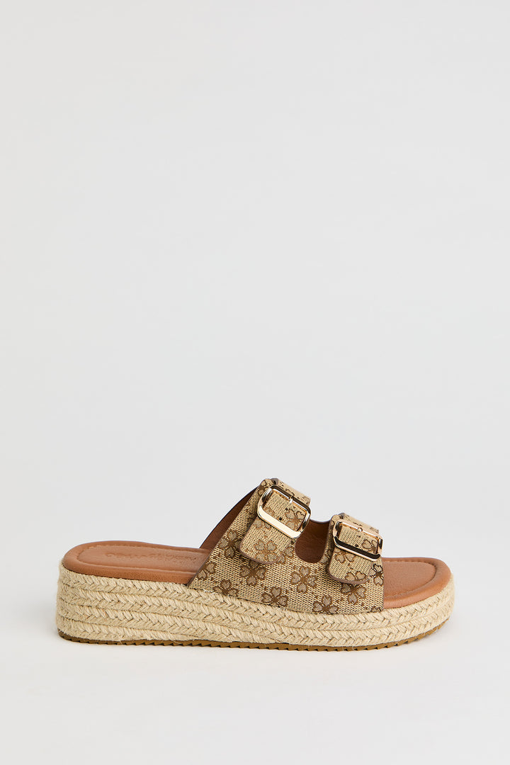 Double Buckle Espadrille Sandal