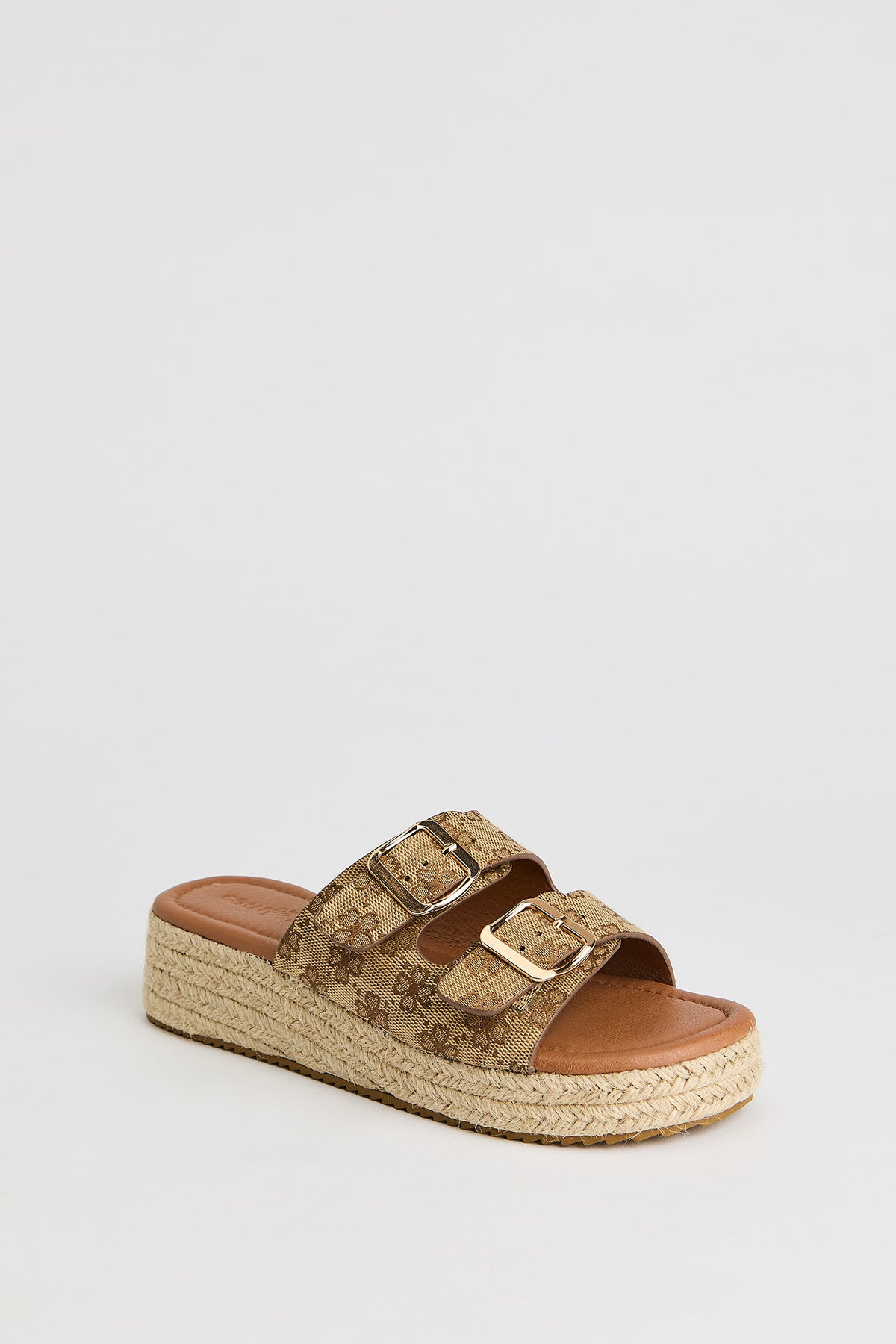 Alt View 2. Double Buckle Espadrille Sandal - Brown