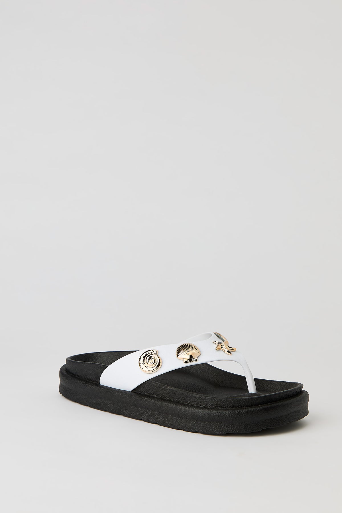 Alt View 2. Faux Leather Shell Charm Sandal - White