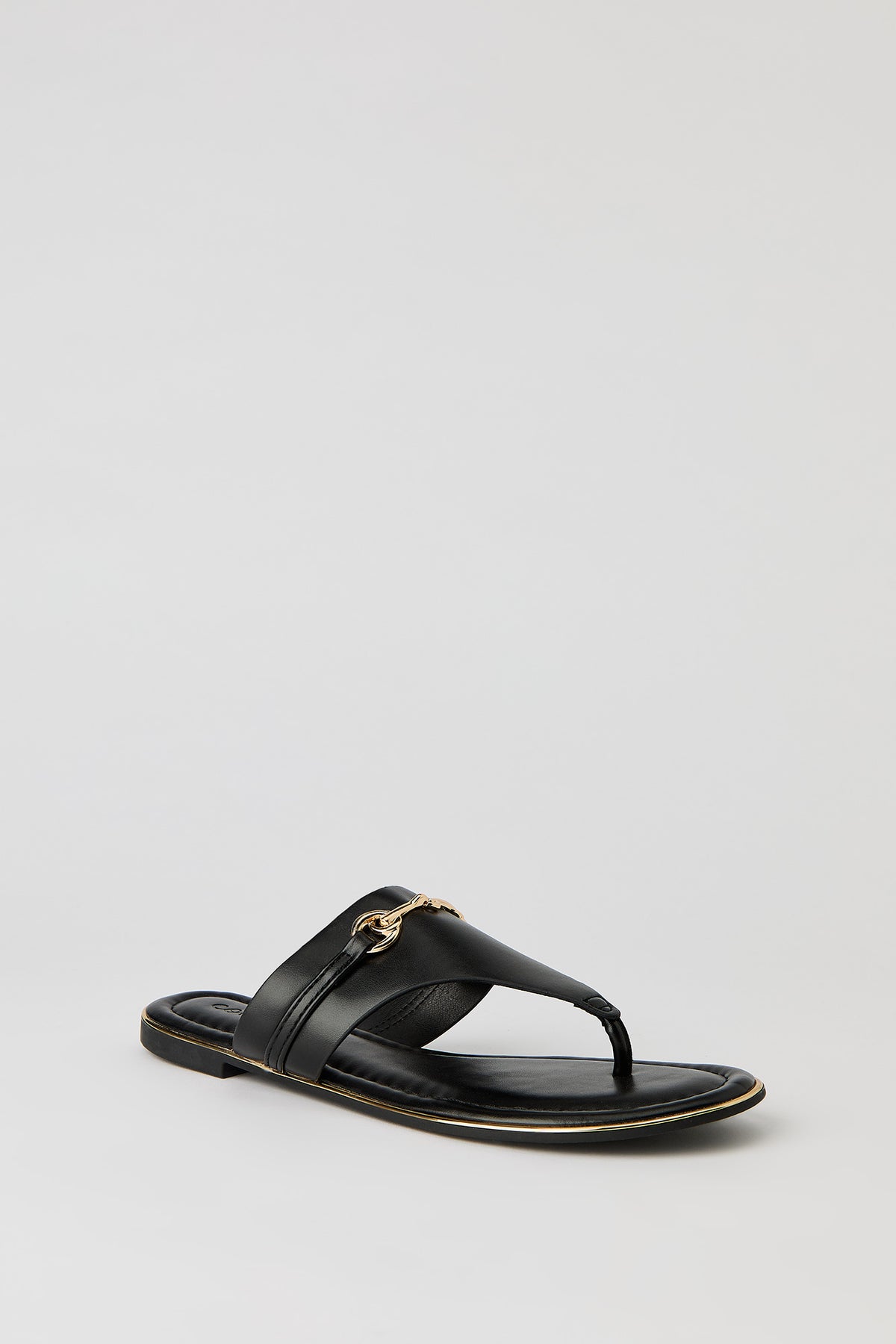 Alt View 2. Gold Snaffle Sandal - Black