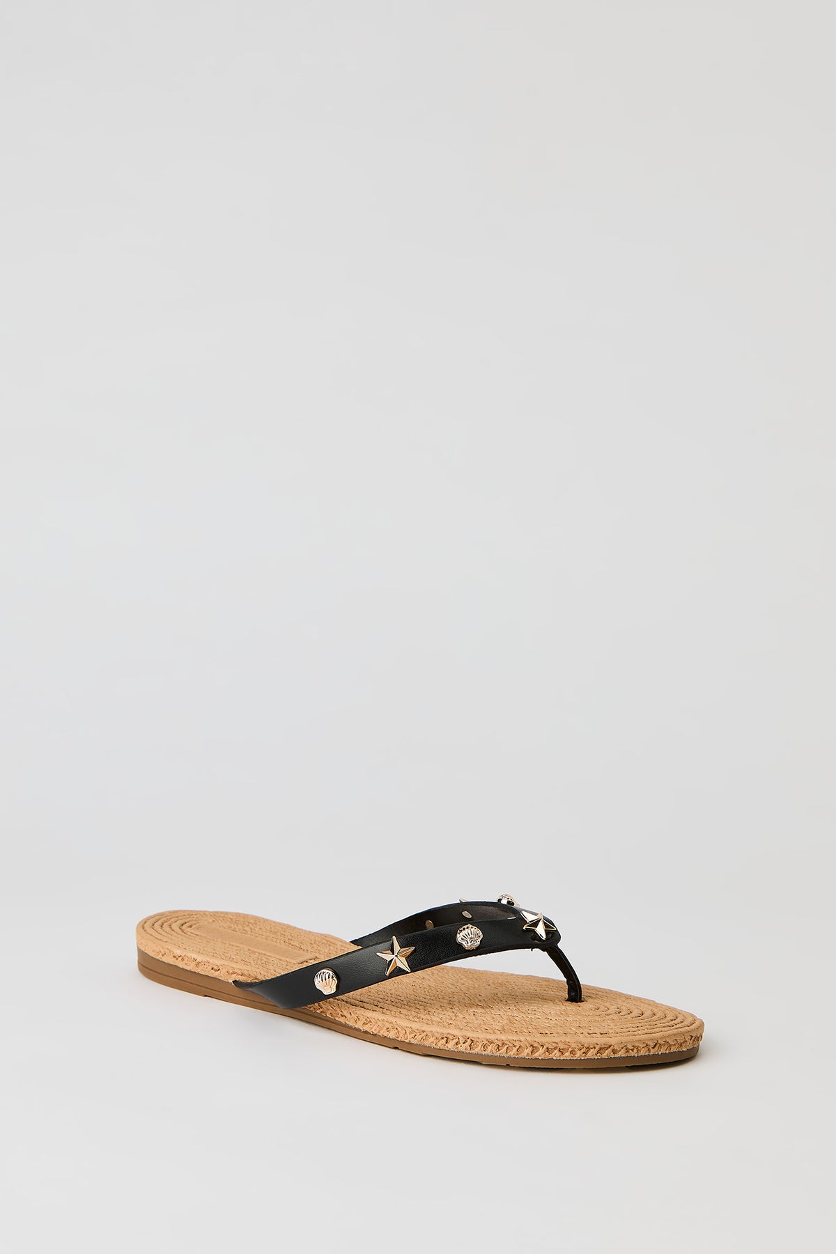 Alt View 2. Shell Charm Thong Sandal - Black