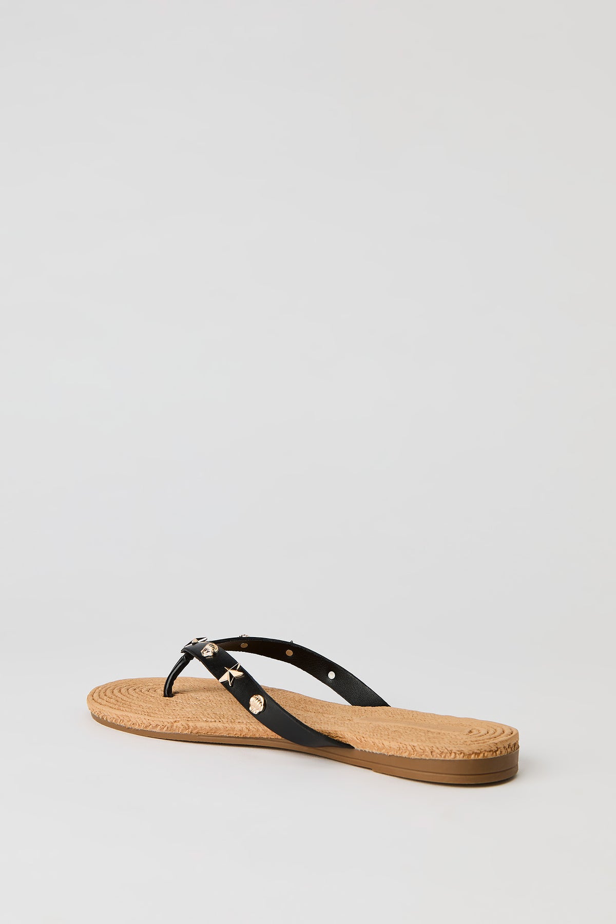 Alt View 3. Shell Charm Thong Sandal - Black