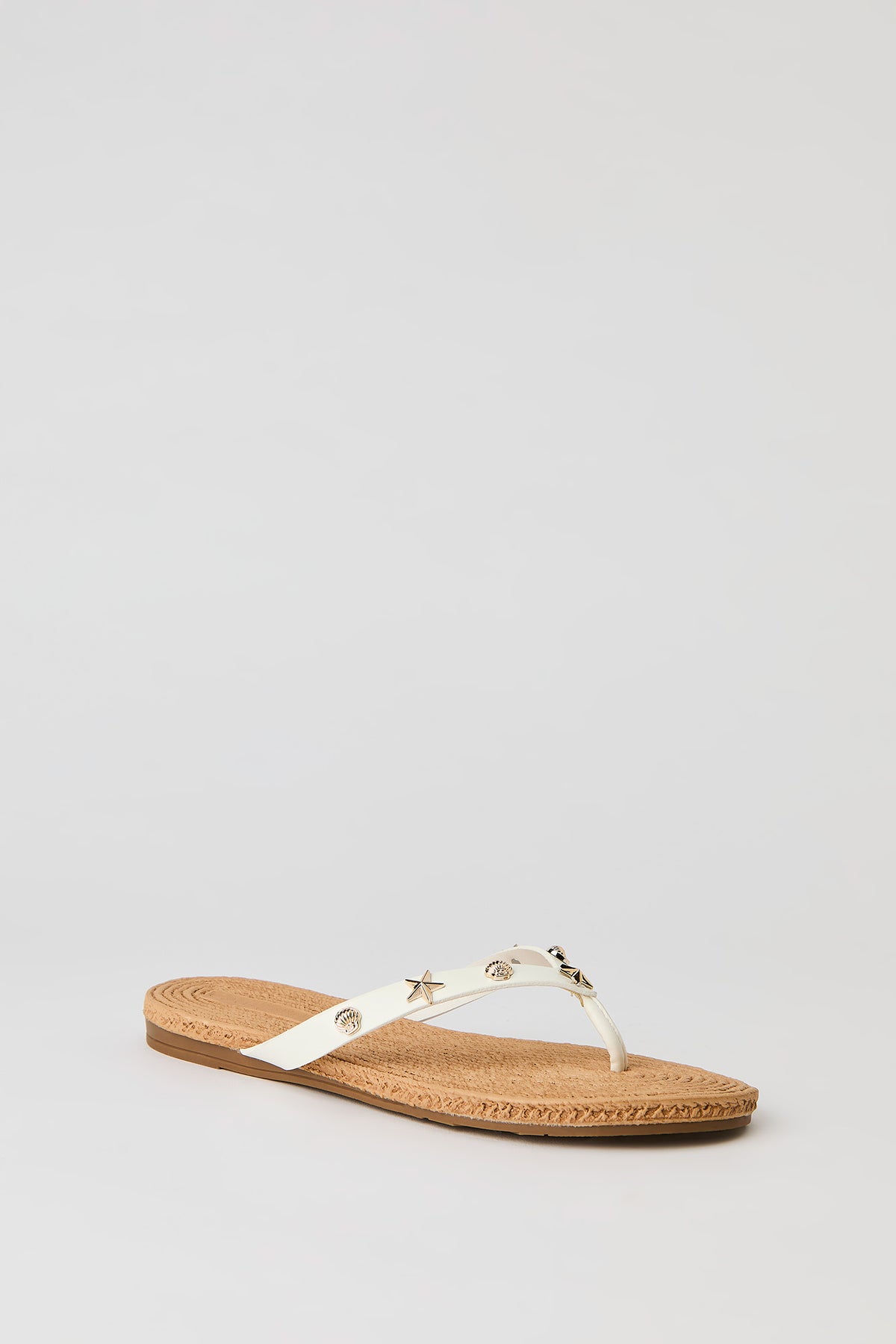Alt View 2. Shell Charm Thong Sandal - White