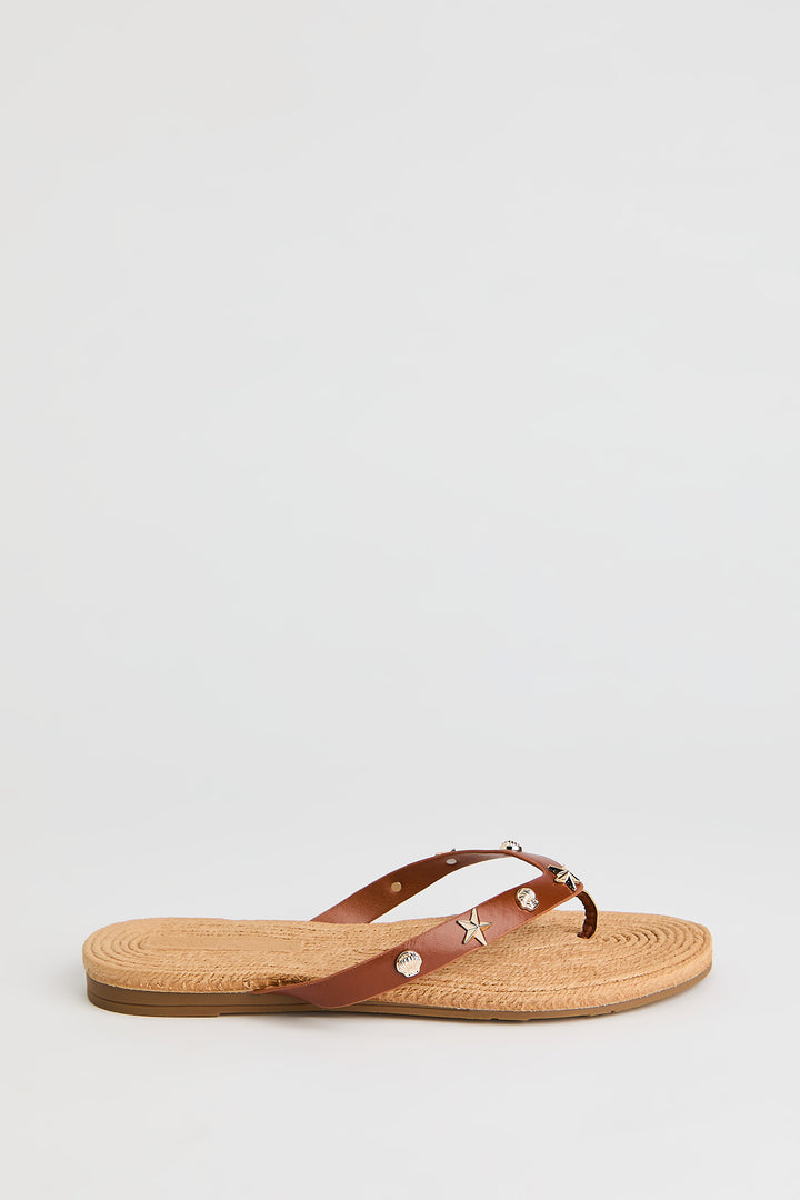 Shell Charm Thong Sandal