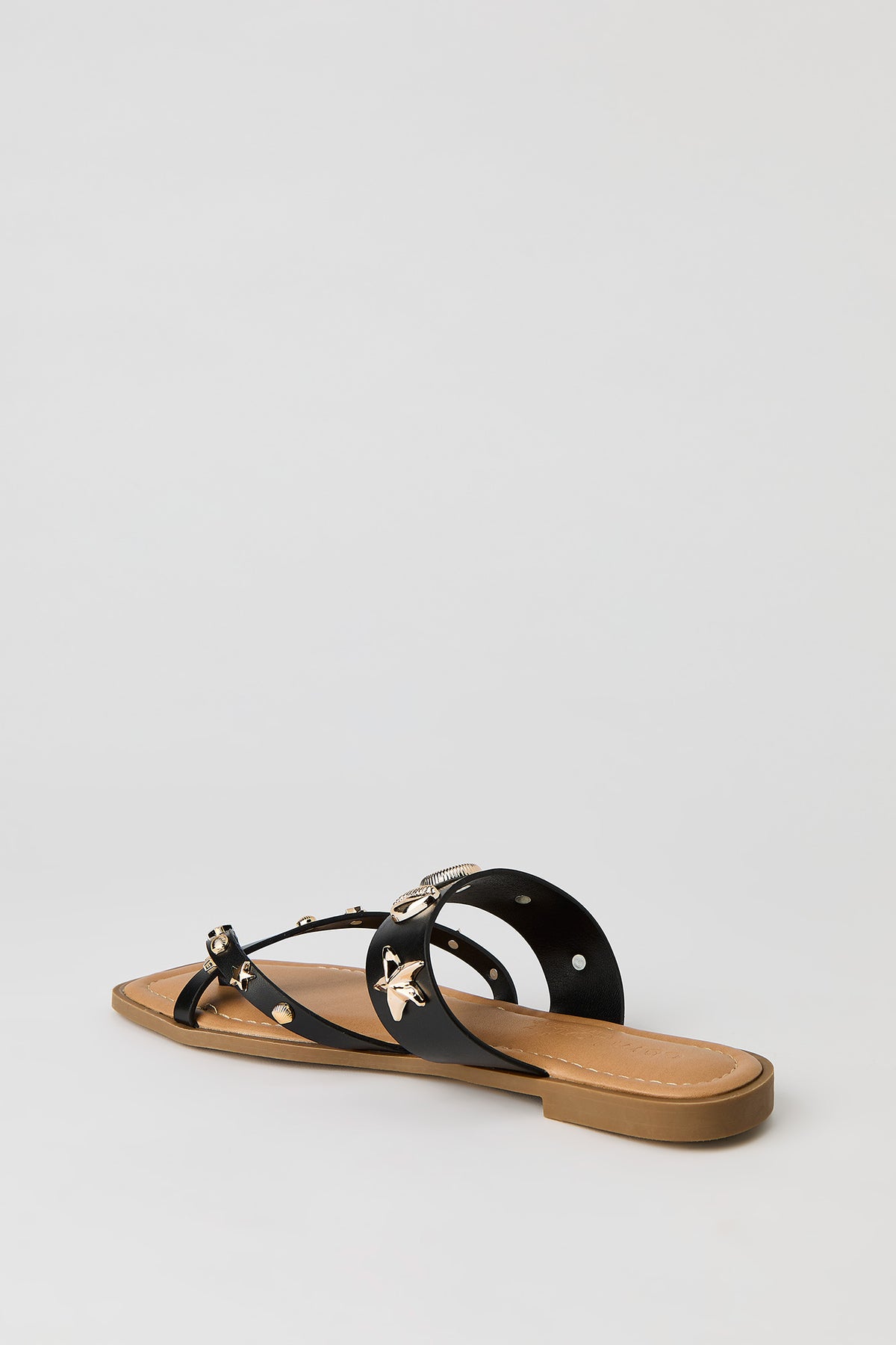 Alt View 3. Shell Charm Toe Loop Sandal - Black