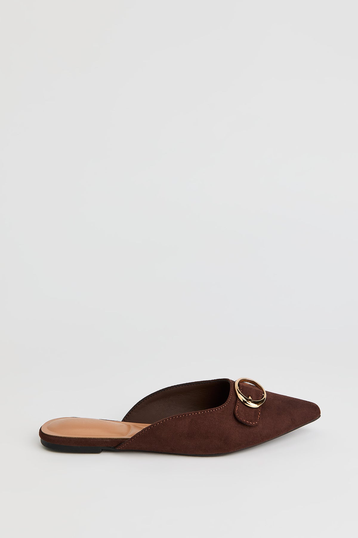 Pointed Toe Buckled Shoe - Brown