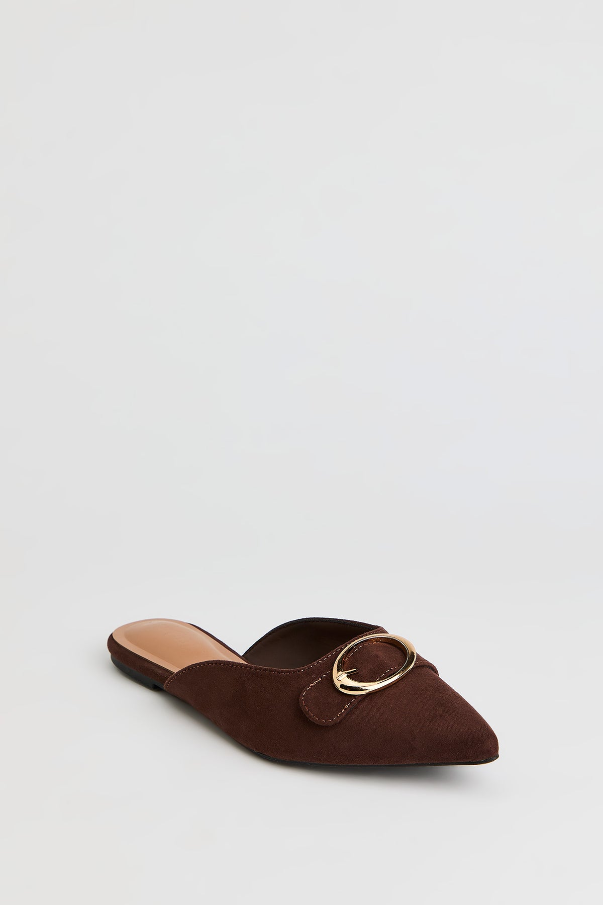 Alt View 2. Pointed Toe Buckled Shoe - Brown