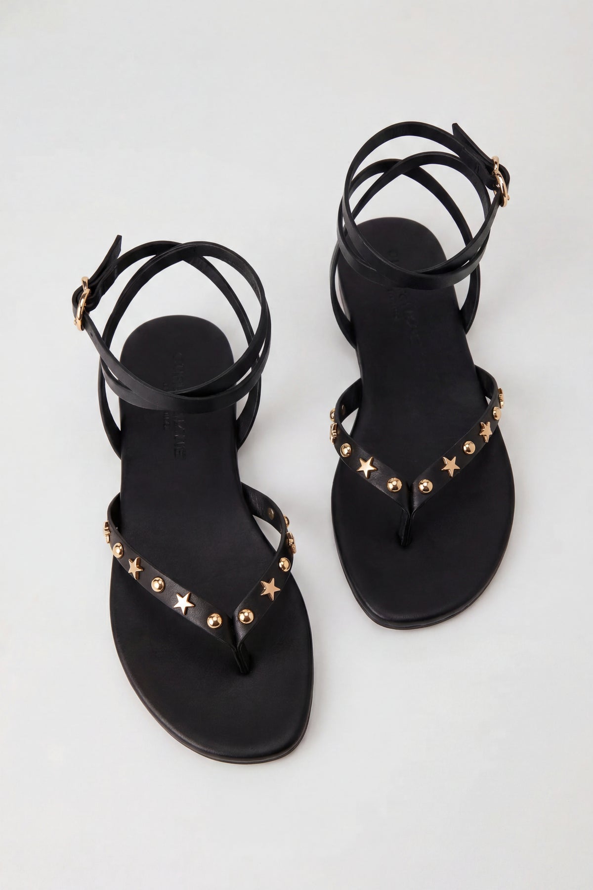 Alt View 2. Strappy Ankle Thong Sandals - Black