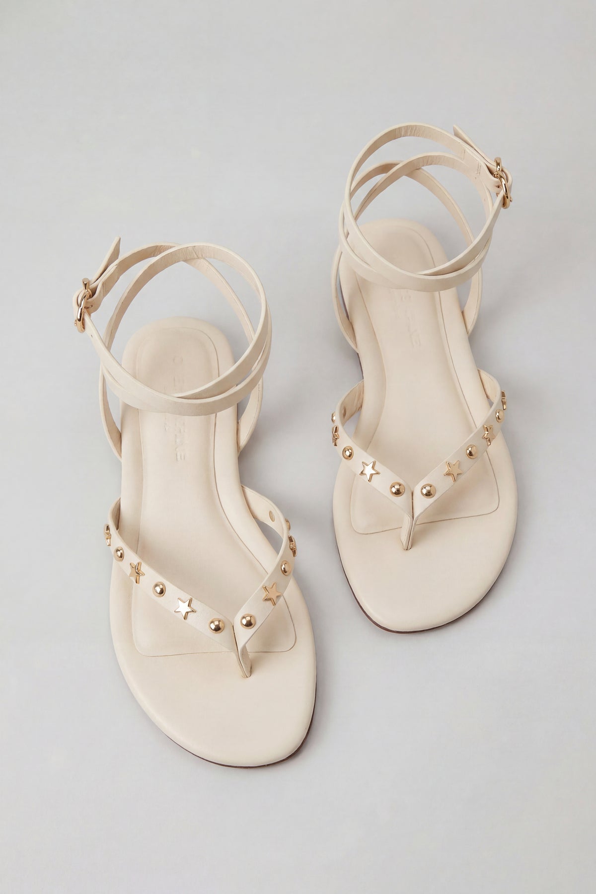 Alt View 2. Strappy Ankle Thong Sandals - Cream