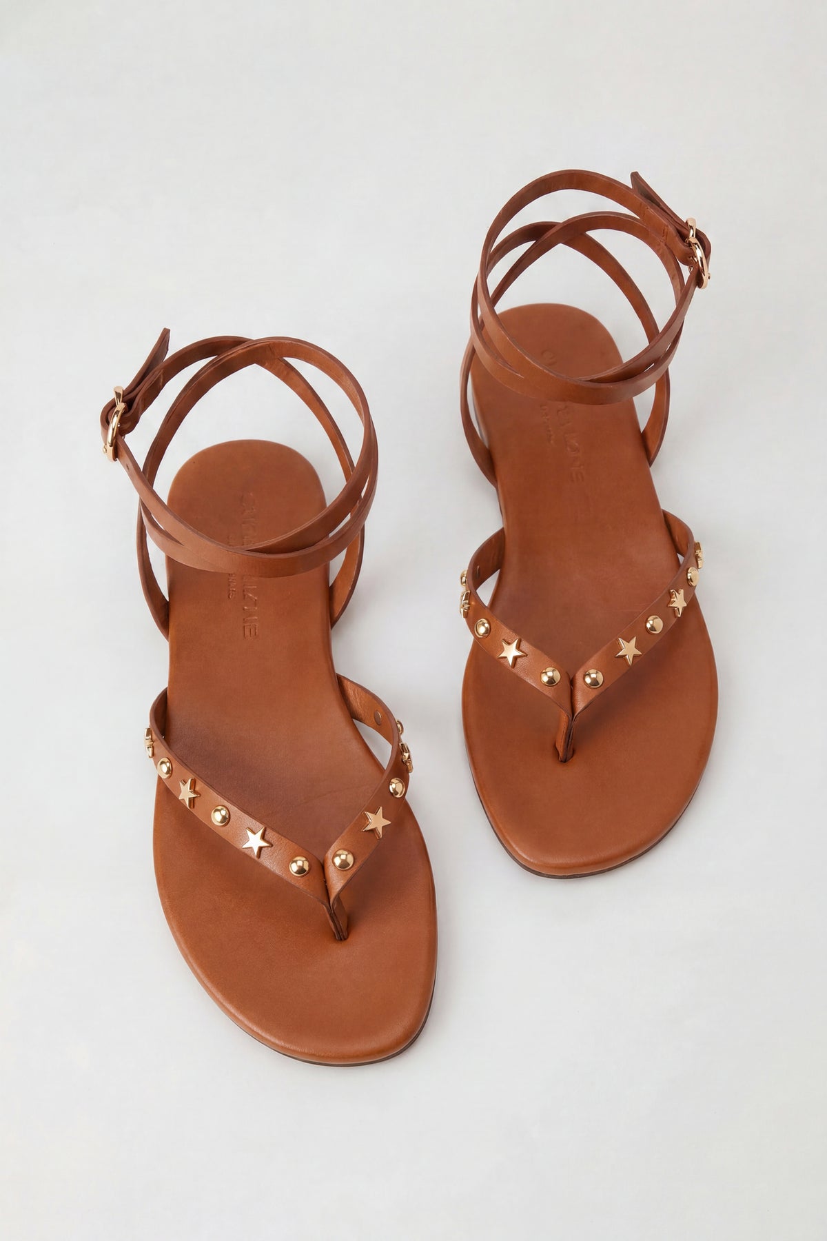 Alt View 2. Strappy Ankle Thong Sandals - Camel
