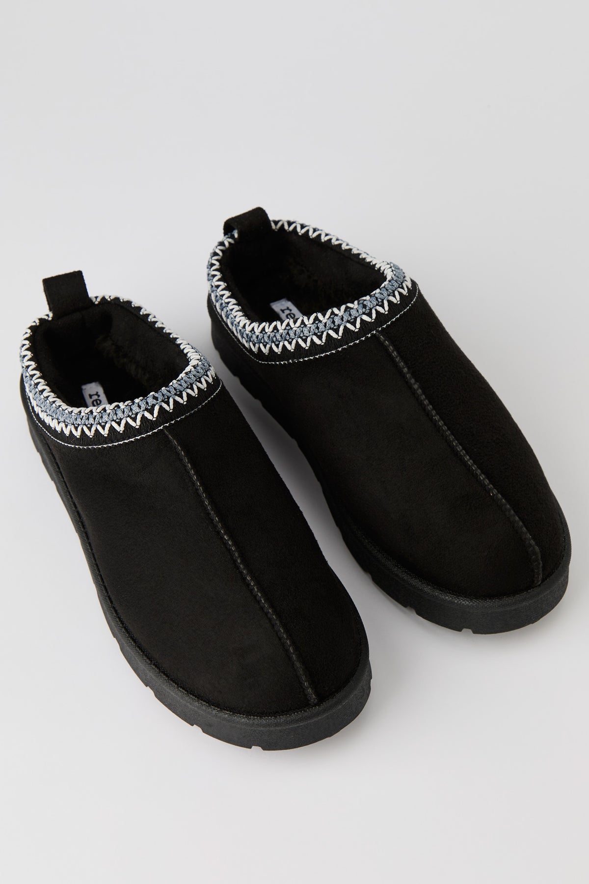 Alt View 2. Faux Suede Embroidered Slipper Booties - Black