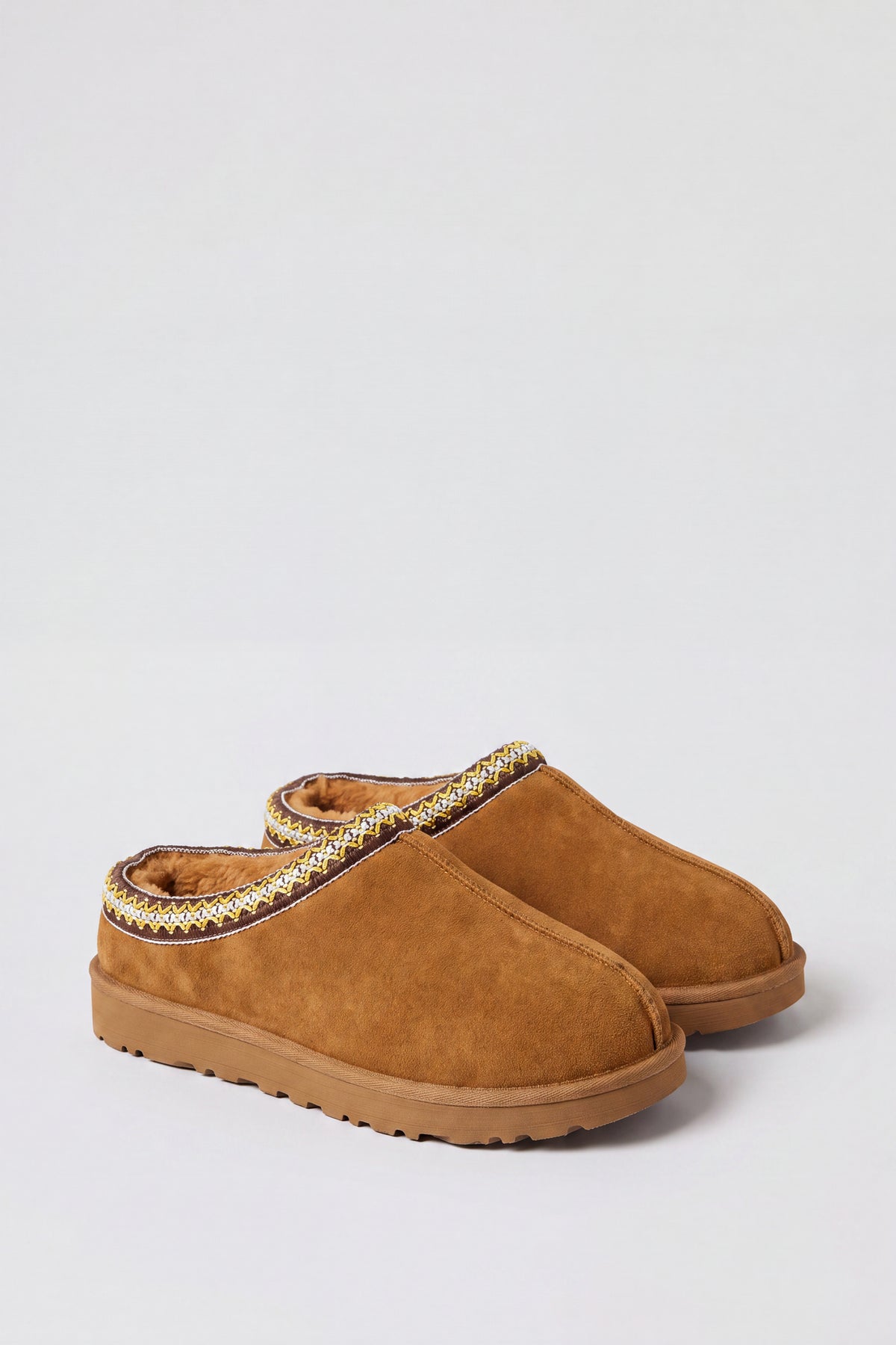 Alt View 2. Faux Suede Embroidered Slipper Booties - Camel
