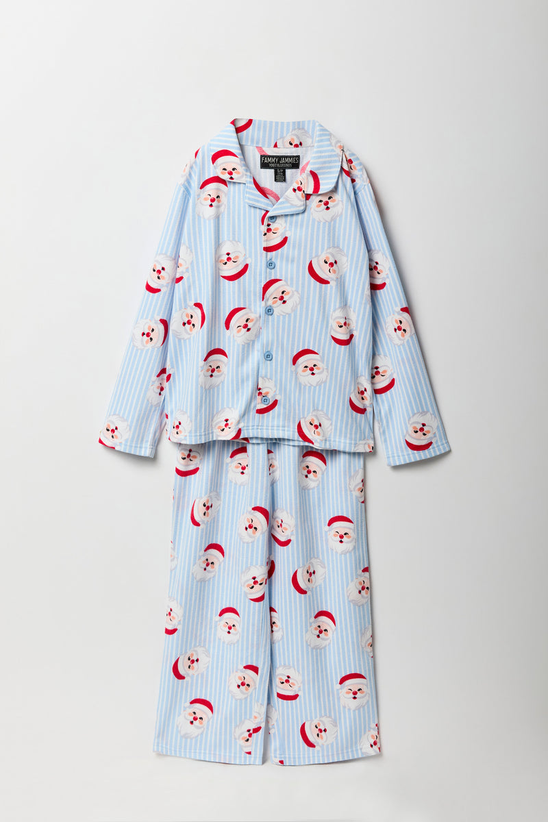 Youth Matching the Family Santa Flannel 2 Piece Pajama Set