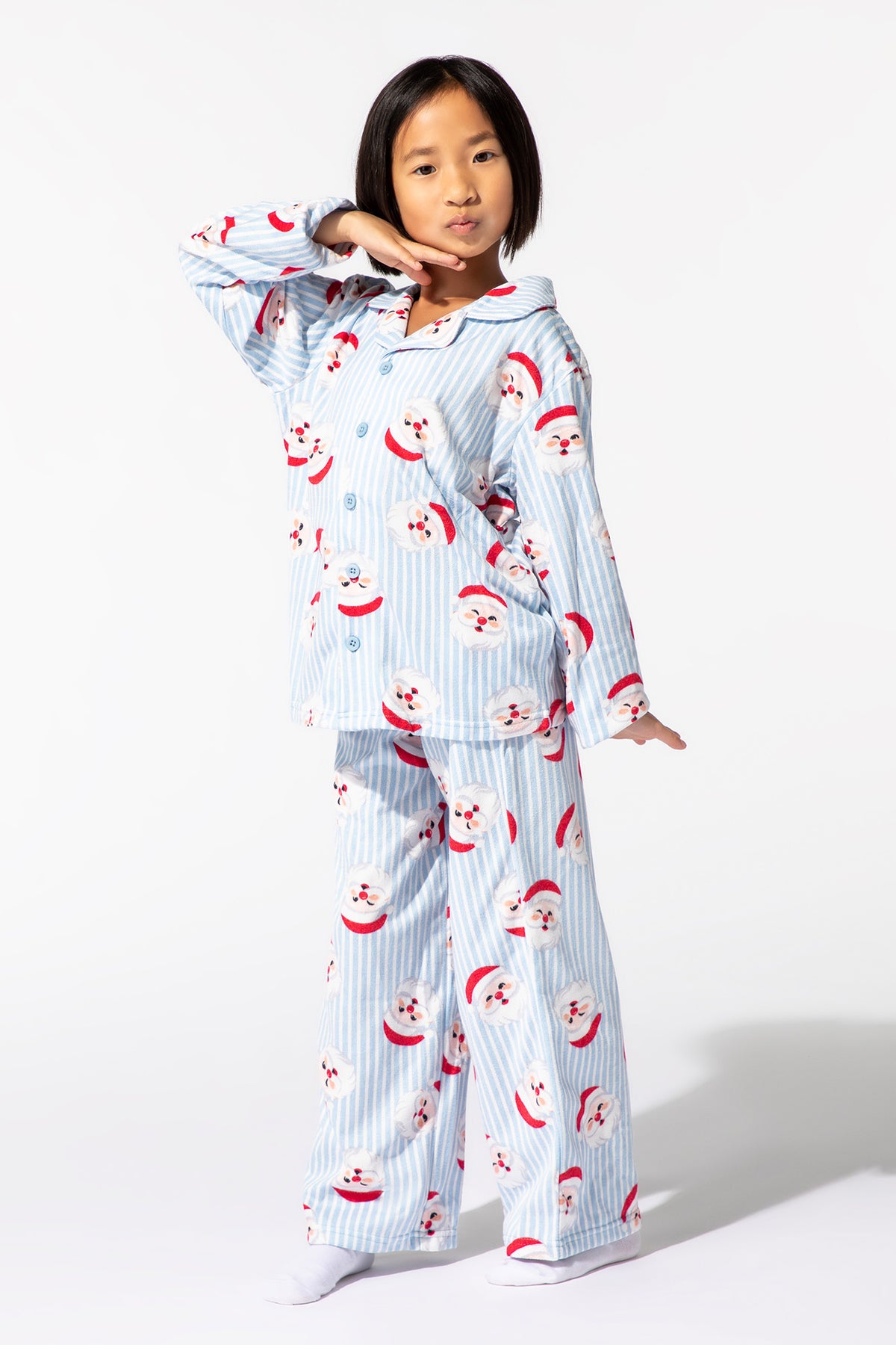 Youth Matching the Family Santa Flannel 2 Piece Pajama Set