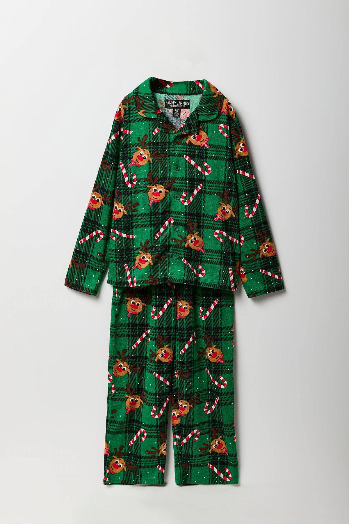 Youth Matching the Family Rudolph Flannel 2 Piece Pajama Set