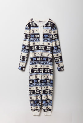 Youth Matching the Family Blue Fair Isle Onesie