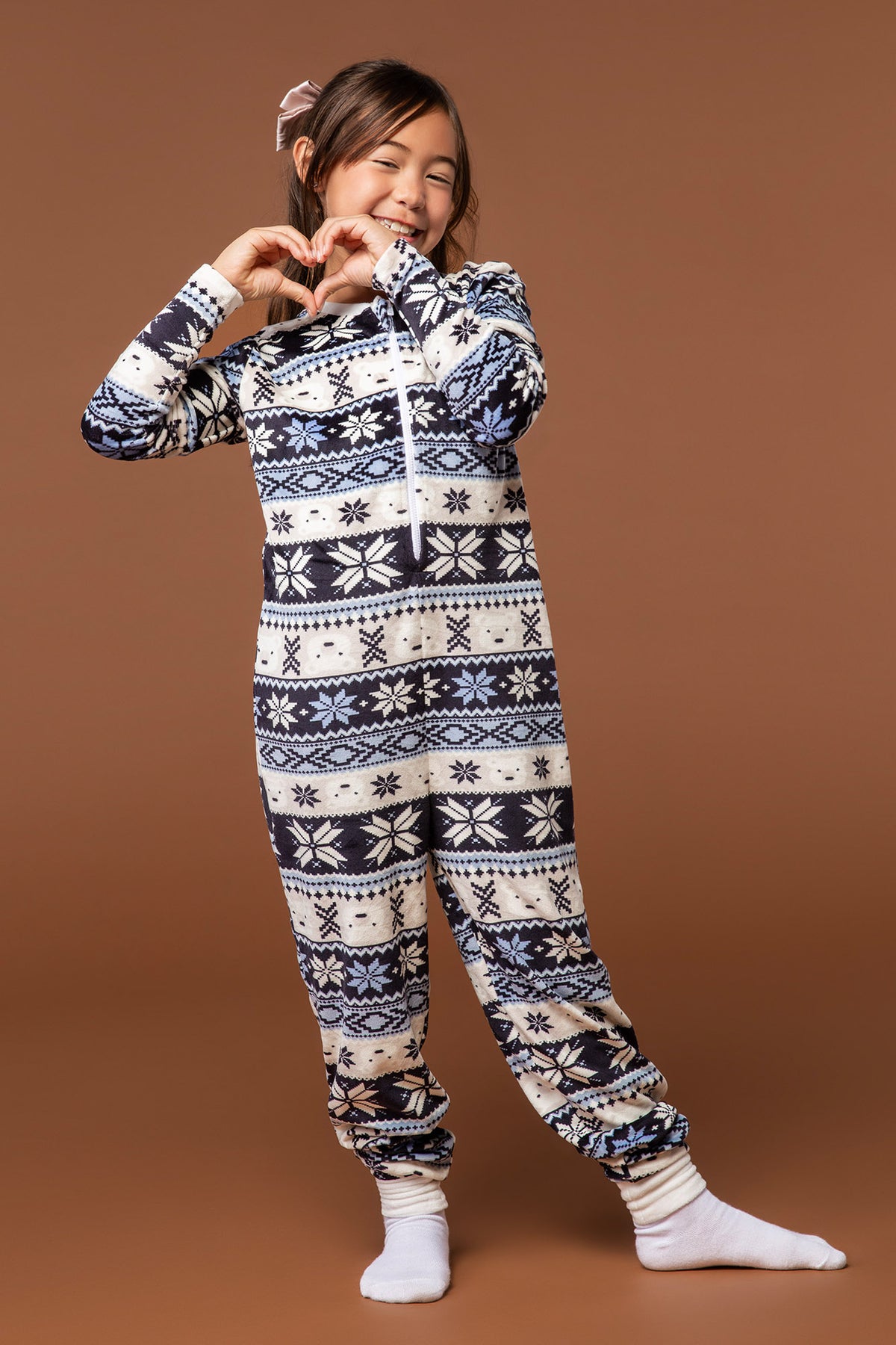 Youth Matching the Family Blue Fair Isle Onesie