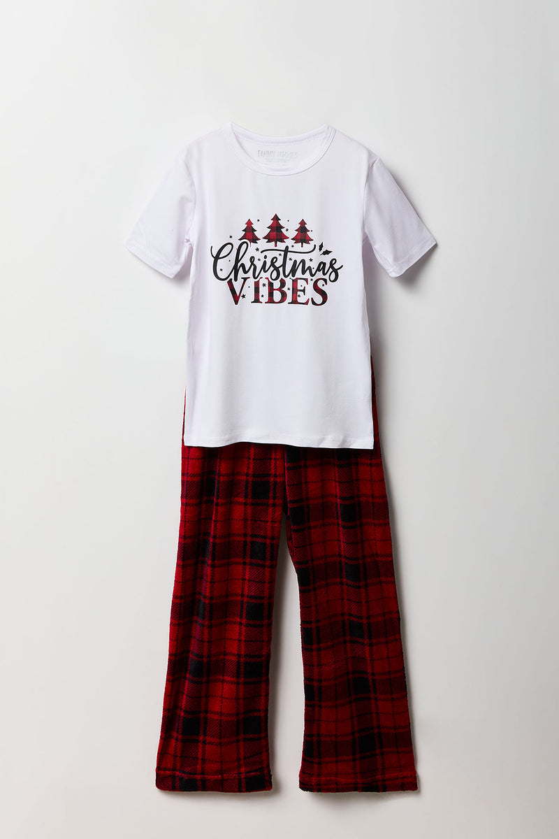 Youth Matching the Family Merry Xmas 2 Piece Pajama Set