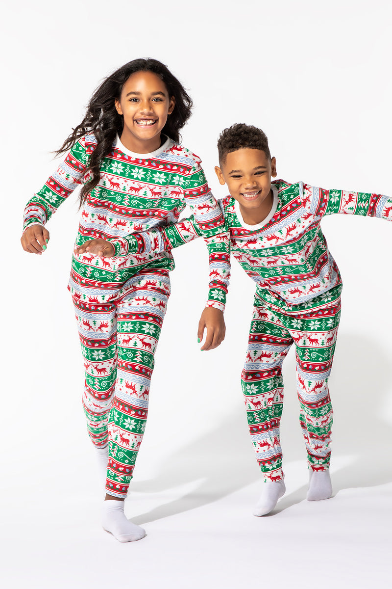 Youth Matching the Family Holiday Fair Isle 2 Piece Pajama Set