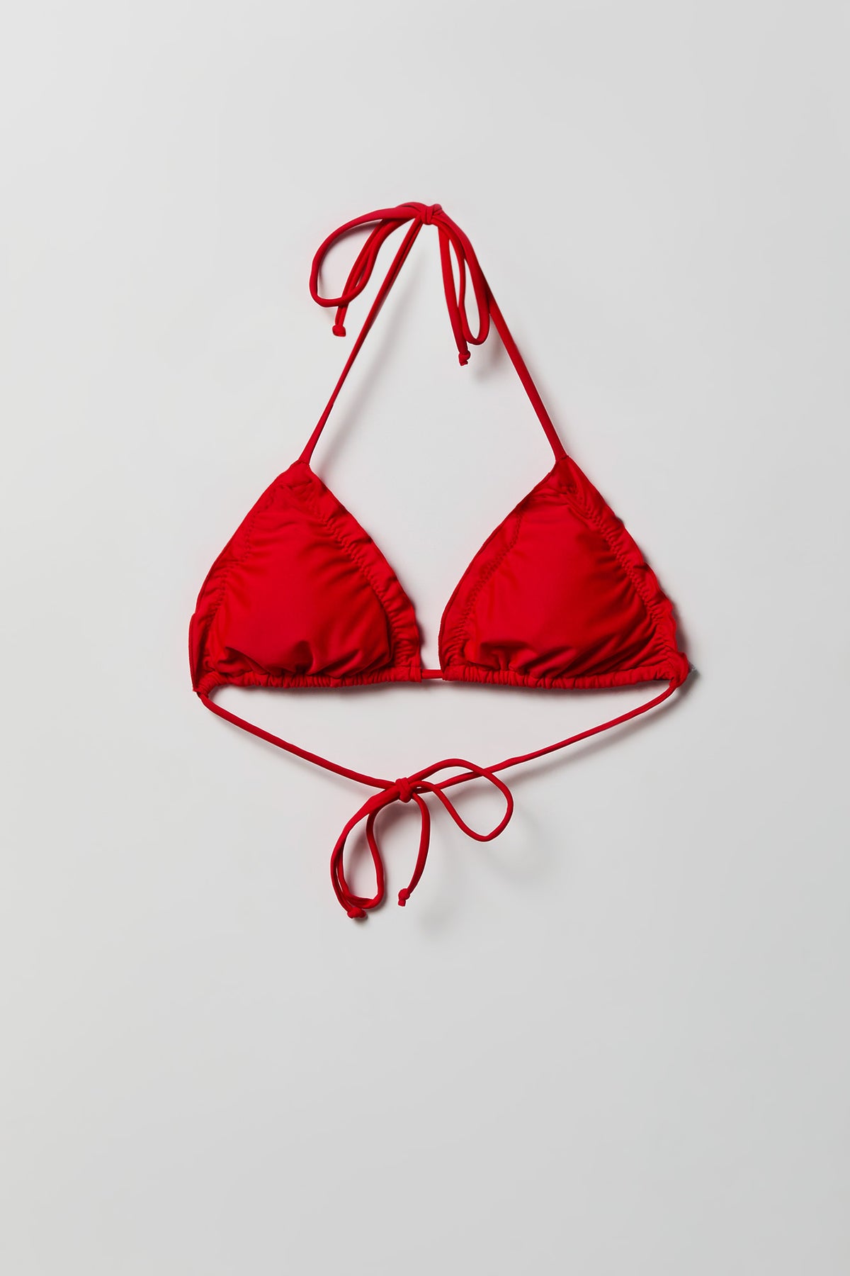 Ruffle Triangle Bikini Top - Red