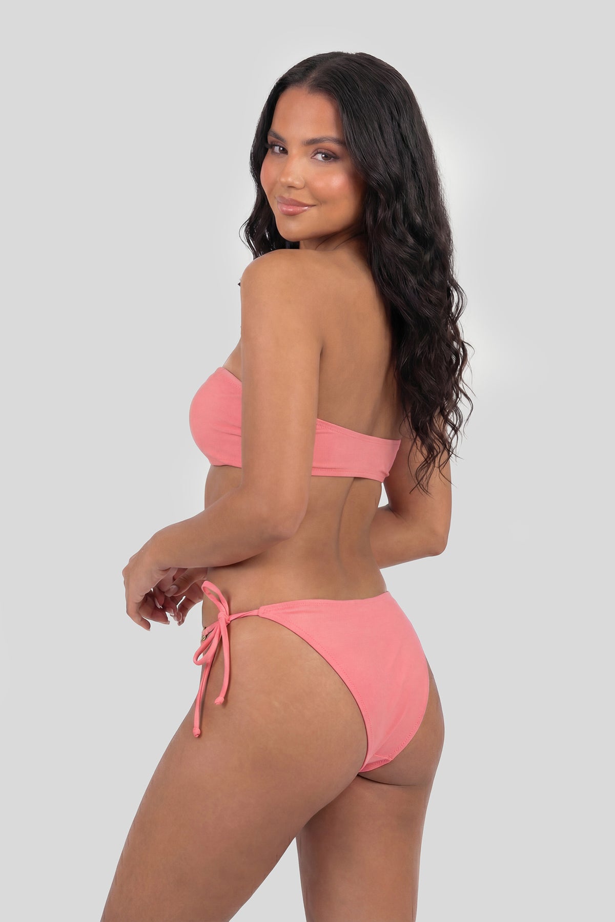 Alt View 2. O-Ring Bandeau Bikini Top - Coral