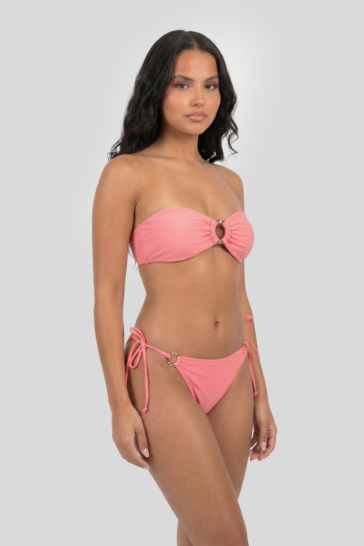 Alt View 3. O-Ring Bandeau Bikini Top - Coral