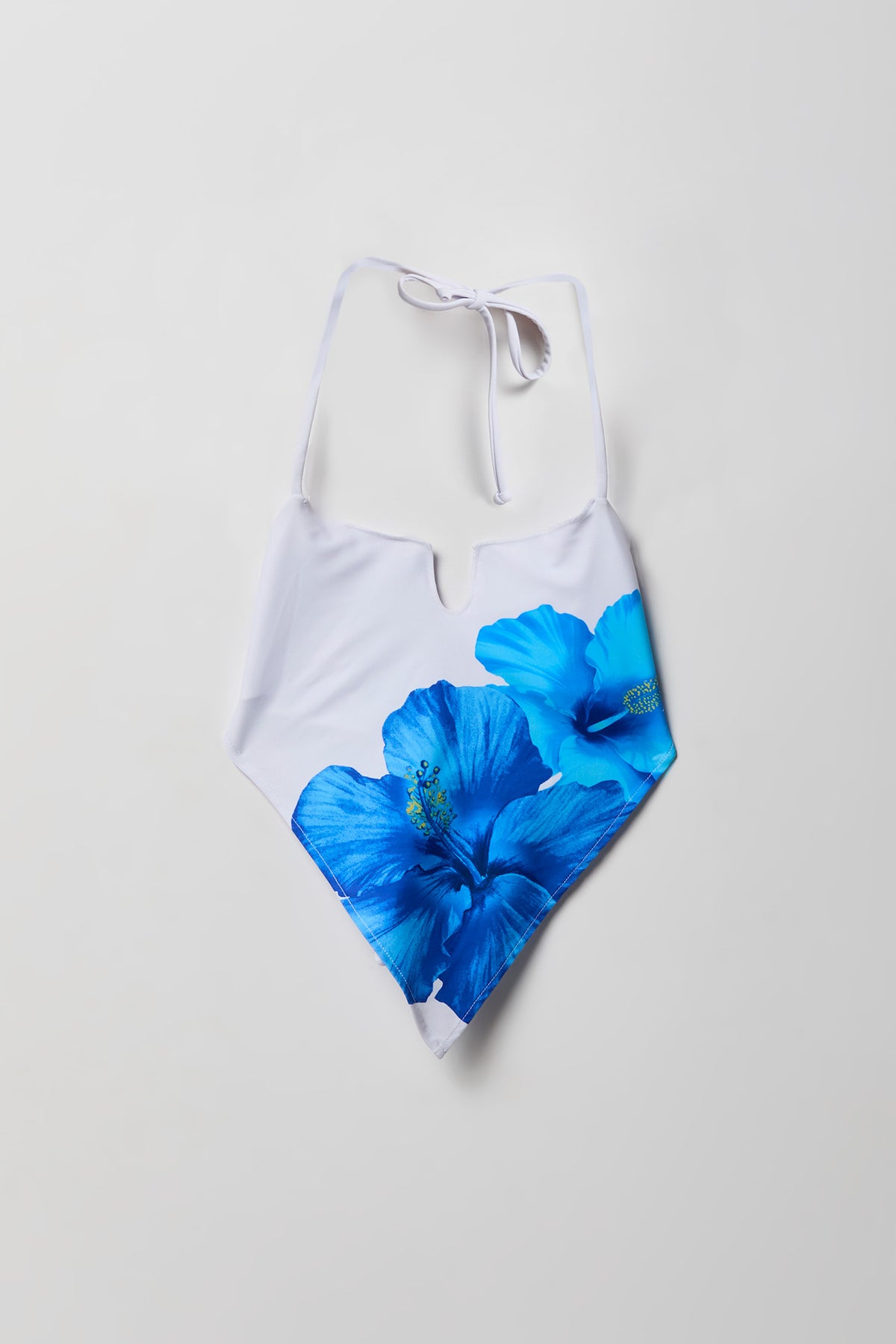 V-Hem Halter Swim Top - Off White