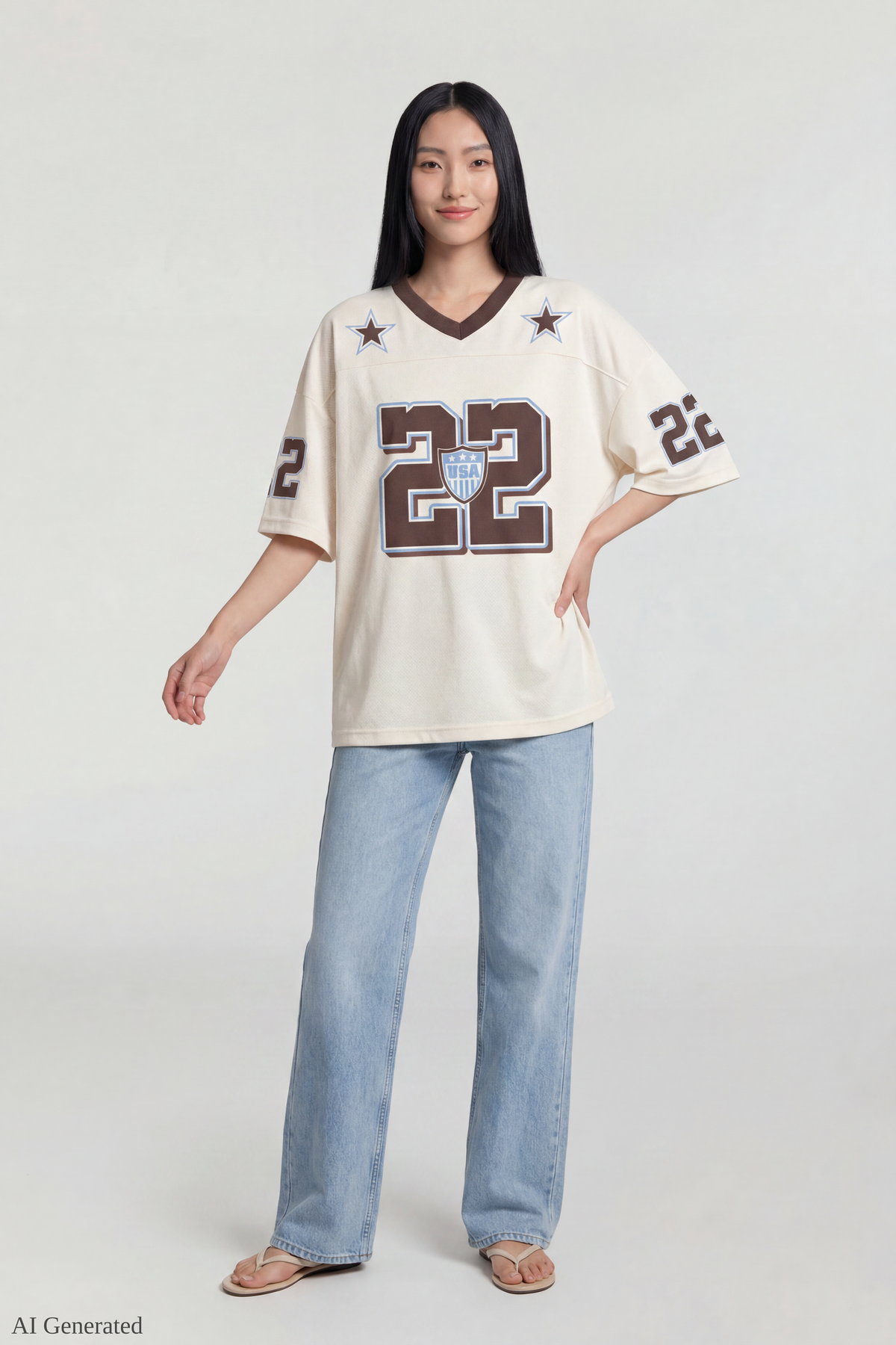 Alt View 3. Graphic Mesh Jersey - Off White