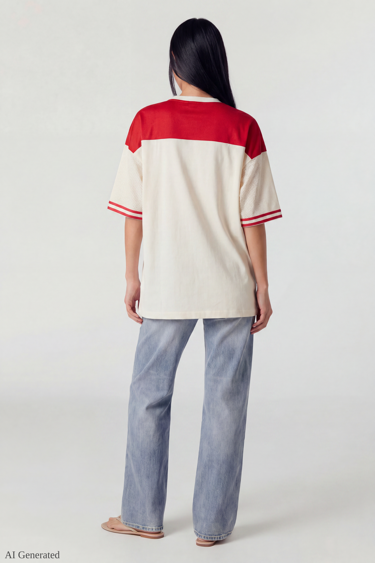 Alt View 4. Graphic Mesh Jersey - Cream